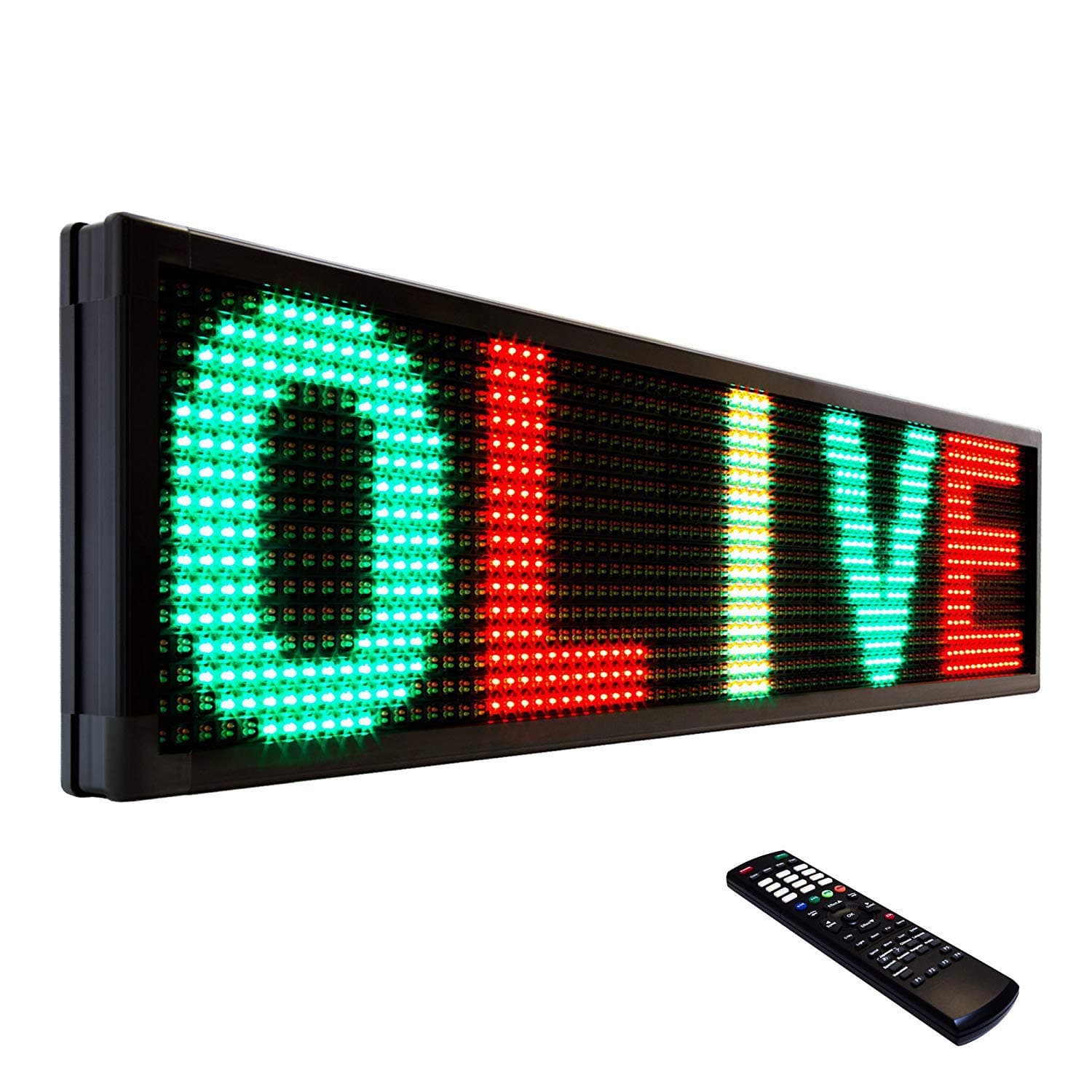 OLIVE LED Sign 3Color RGY, P20, 15"x40" IR Programmable Scrolling Outdoor Message Display Signs EMC - Industrial Grade Business Ad machine.