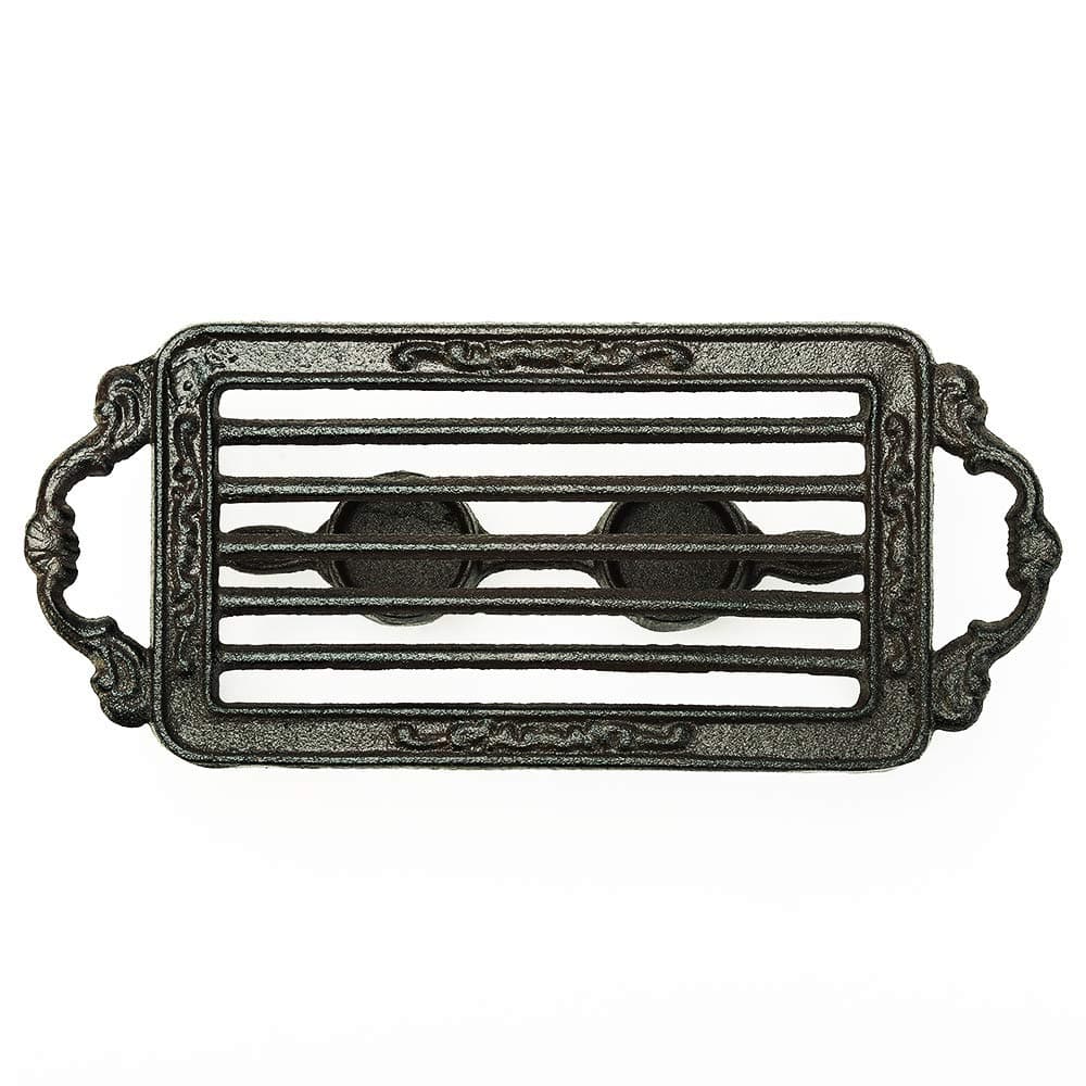 Sungmor Heavy Duty Cast Iron Tealight Dish Food Warmer - Wax Warmer Teapot Heater - Warming Heating Tray Candle Stand - Rectangle Shape with 2 Candle Holders