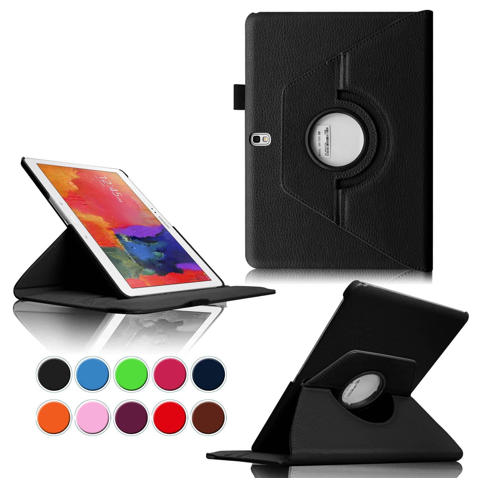 Intellishop Online (BLACK) 360 Rotating PU Leather Stand Case Cover for Samsung Galaxy Tab Pro 10.1 SM-T520 10.1-Inch Tablet