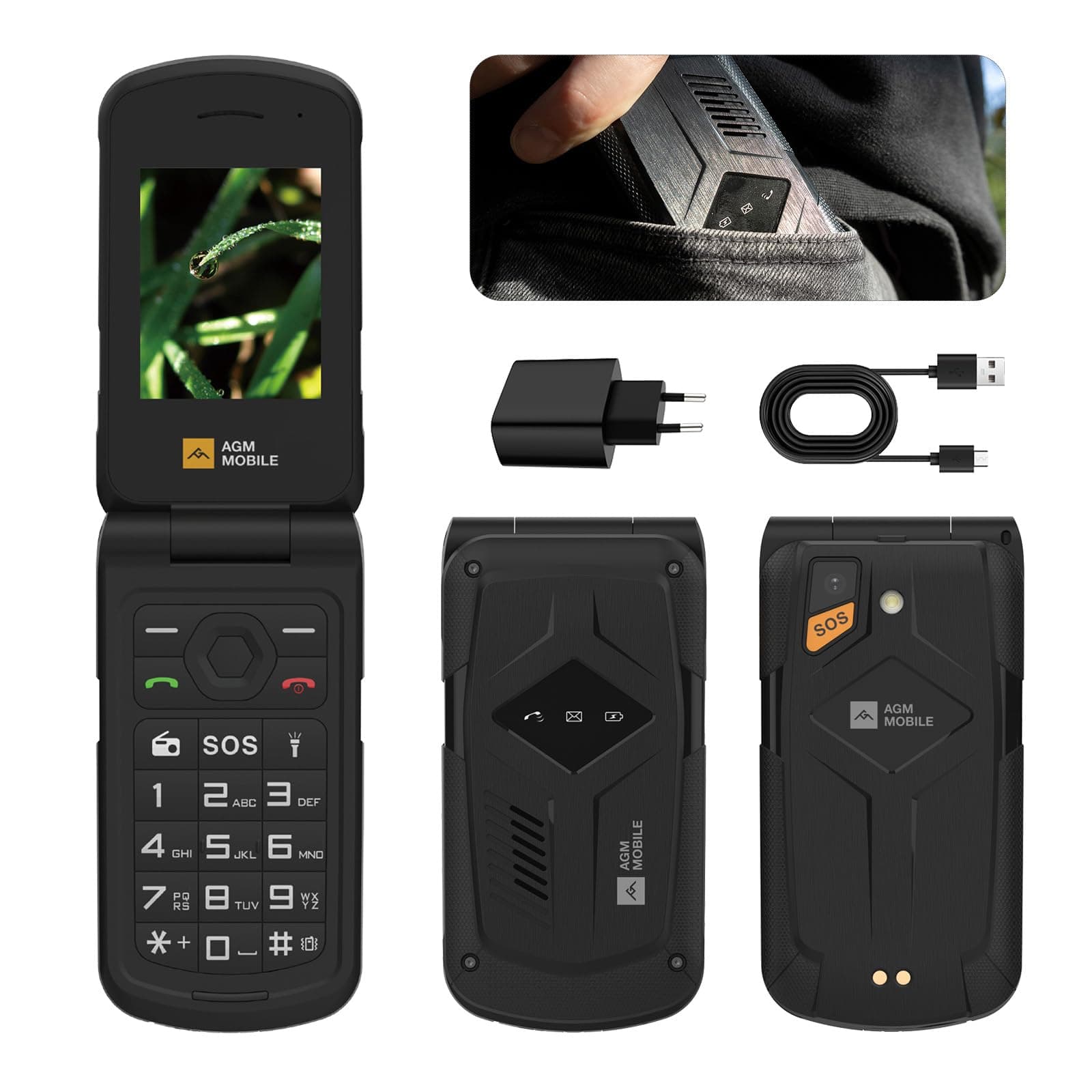 AGM M10 Rugged Flip Phone - MIL-STD-810H Certified, Waterproof & Dustproof | ...
