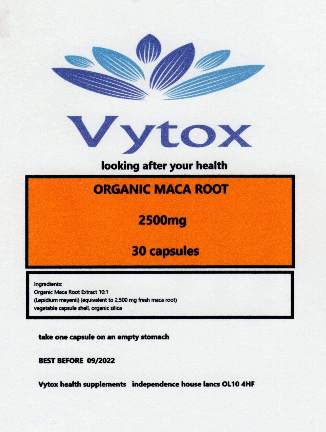 Organic Maca Root 2500mg High Strength 30 Capsules Boost for Men and Women ! 1 Month Supply. by Vytox