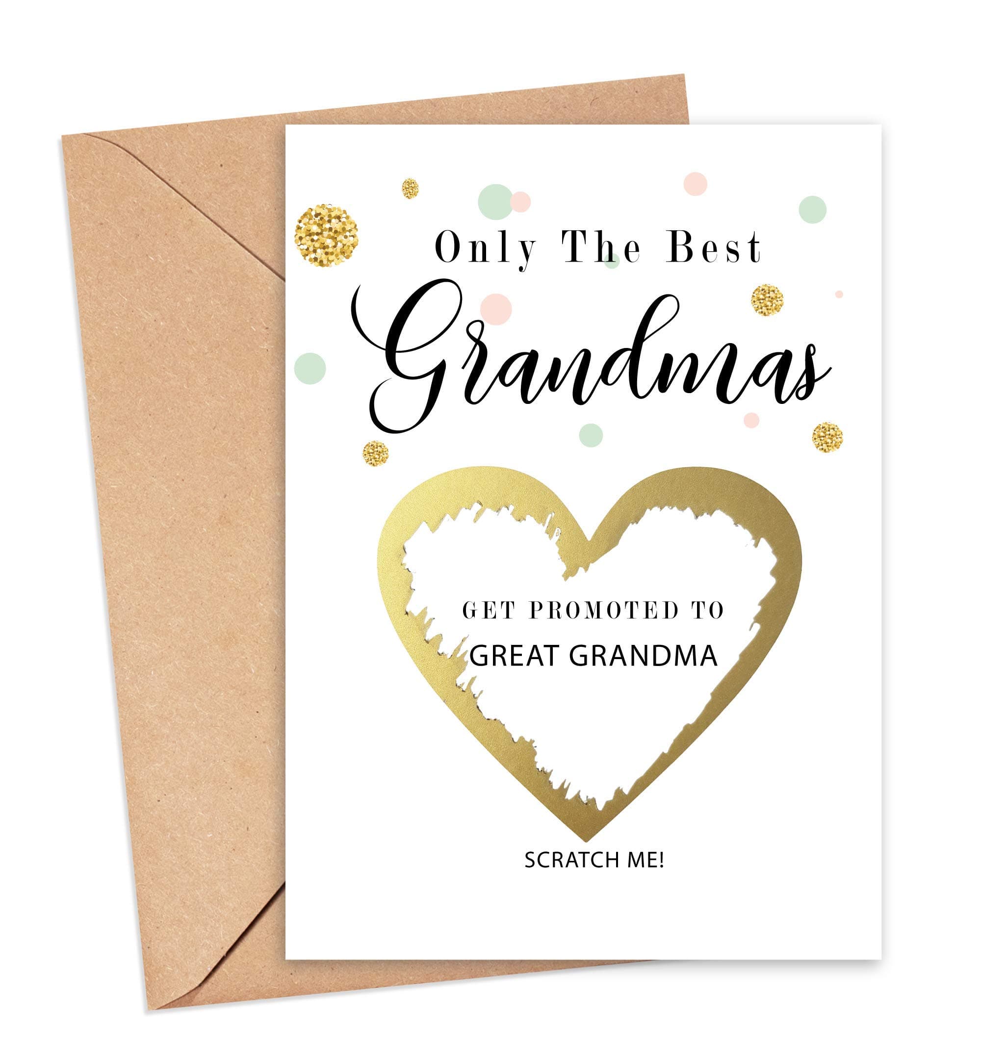 Pregnancy announcement card for best grandma get promoted to great grandma you're going to be scratch reveal new baby we are pregnant PA29