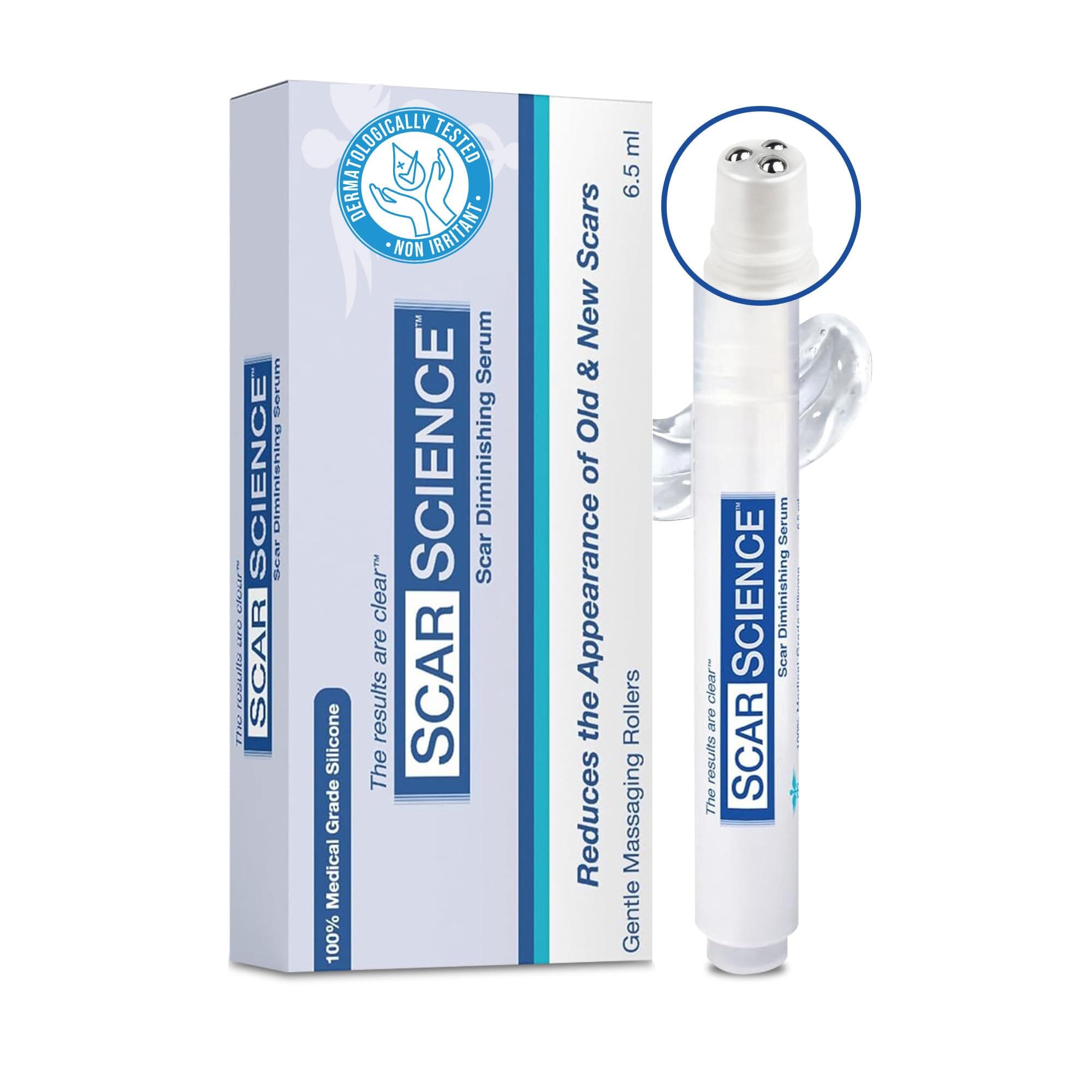 Silicone Scar Gel with Scar-Smoothing Tri-Roller Tip – Designed for Scar Massage – Medical-Grade Silicone for Surgical, C-Section & Acne Scars – Fragrance-Free & Hypoallergenic