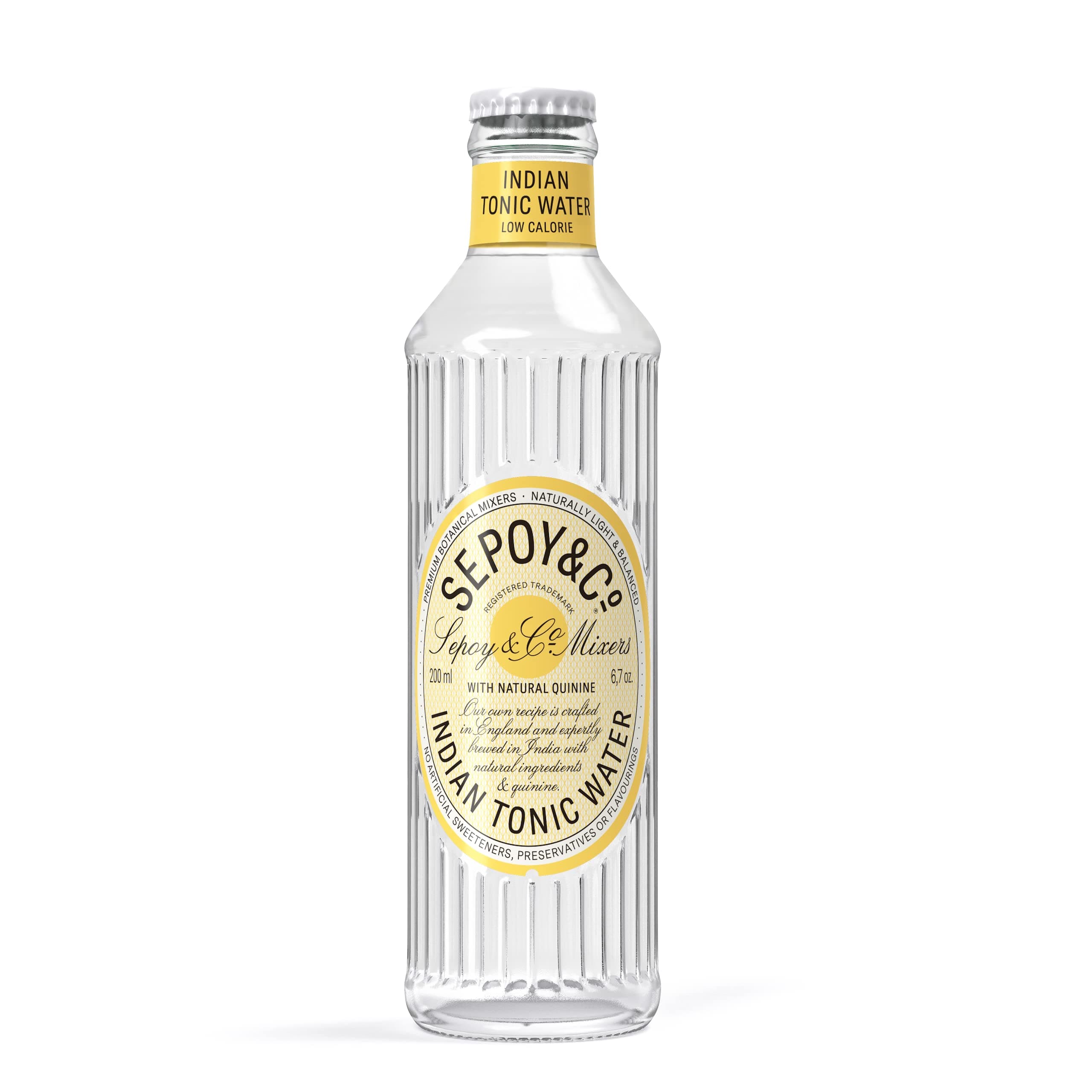 Indian Tonic Water, Classic Gin & Tonic Cocktail Mixer, Low Cal, Less Sugar, 100% Natural Ingredients, Sparkling, Pack of 6 X 200ml