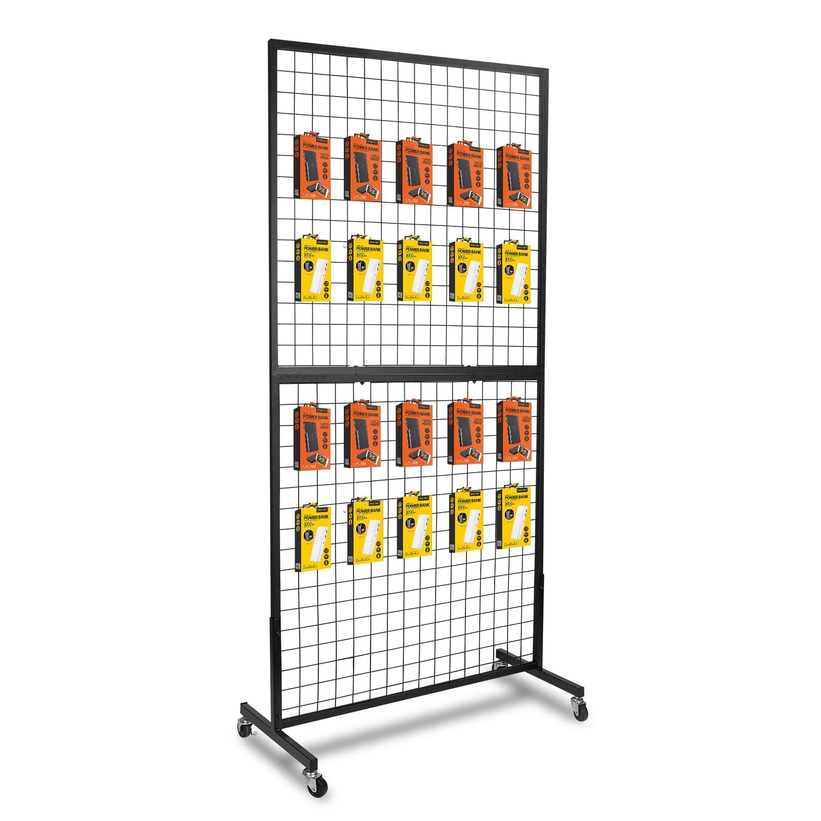 3'x 6' Gridwall Panel Display Stand with T-Base, Black Wire Grid Wall Panels with Wheels, Craft Display Rack, Art Display Stand, Retail Display, Show Rack