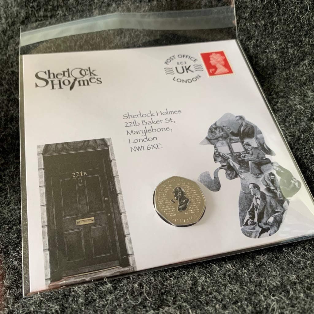 Sherlock Holmes 50p Decal Uncirculated Coin and Stamp Cover