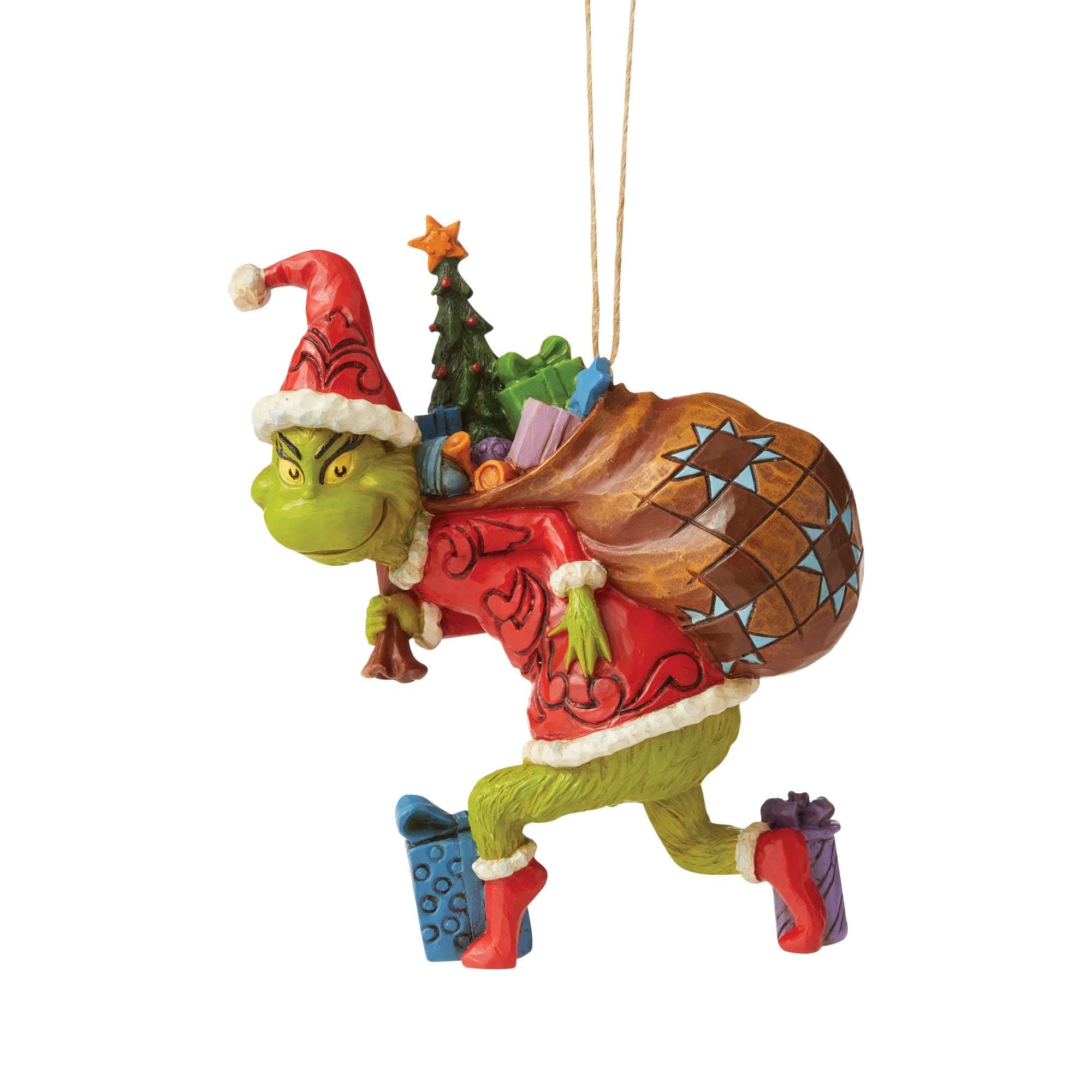 Jim Shore The Grinch Tiptoeing Hanging Ornament, 4.45" H, Multicolor for Christmas
