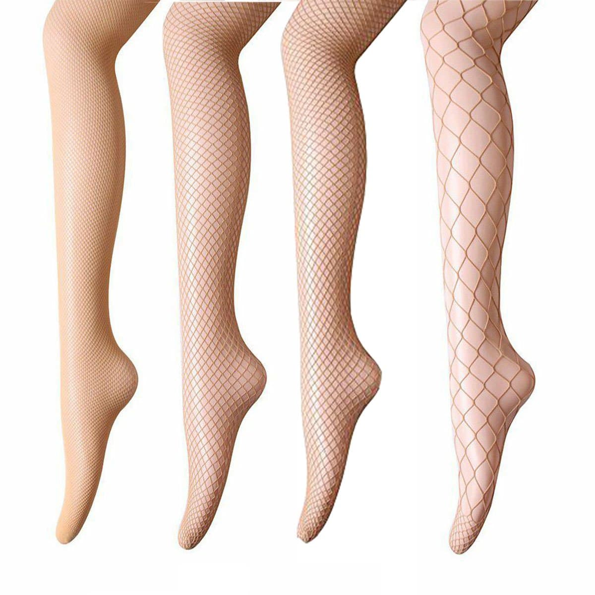 ANDIBEIQI Women Fishnet Stockings - 4 Pairs High Waist Fishnets Tights Pantyhose for Dancing Party Halloween