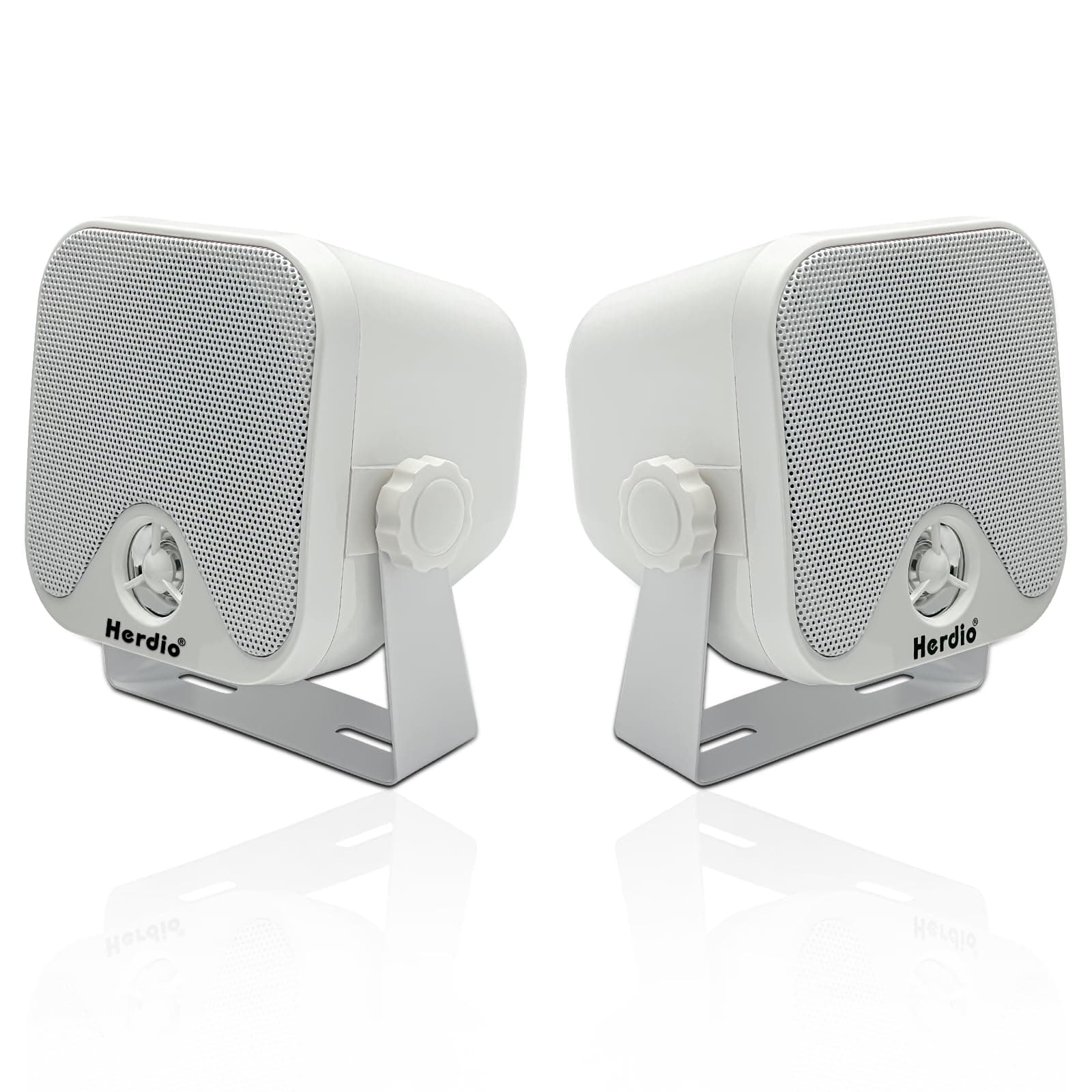 4" Heavy Duty Waterproof Boat Marine Box Outdoor Speakers Surface Mounted for Skid Steer ATV UTV RZR Golf Cart (White)