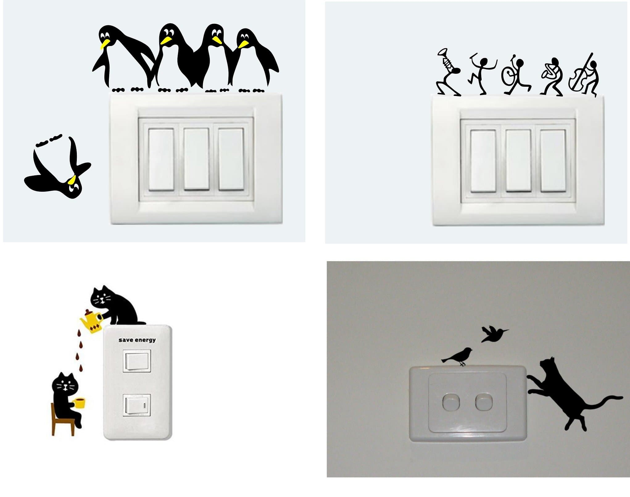 Asmi Collections Wall Stickers for Light Switches - Set of 4