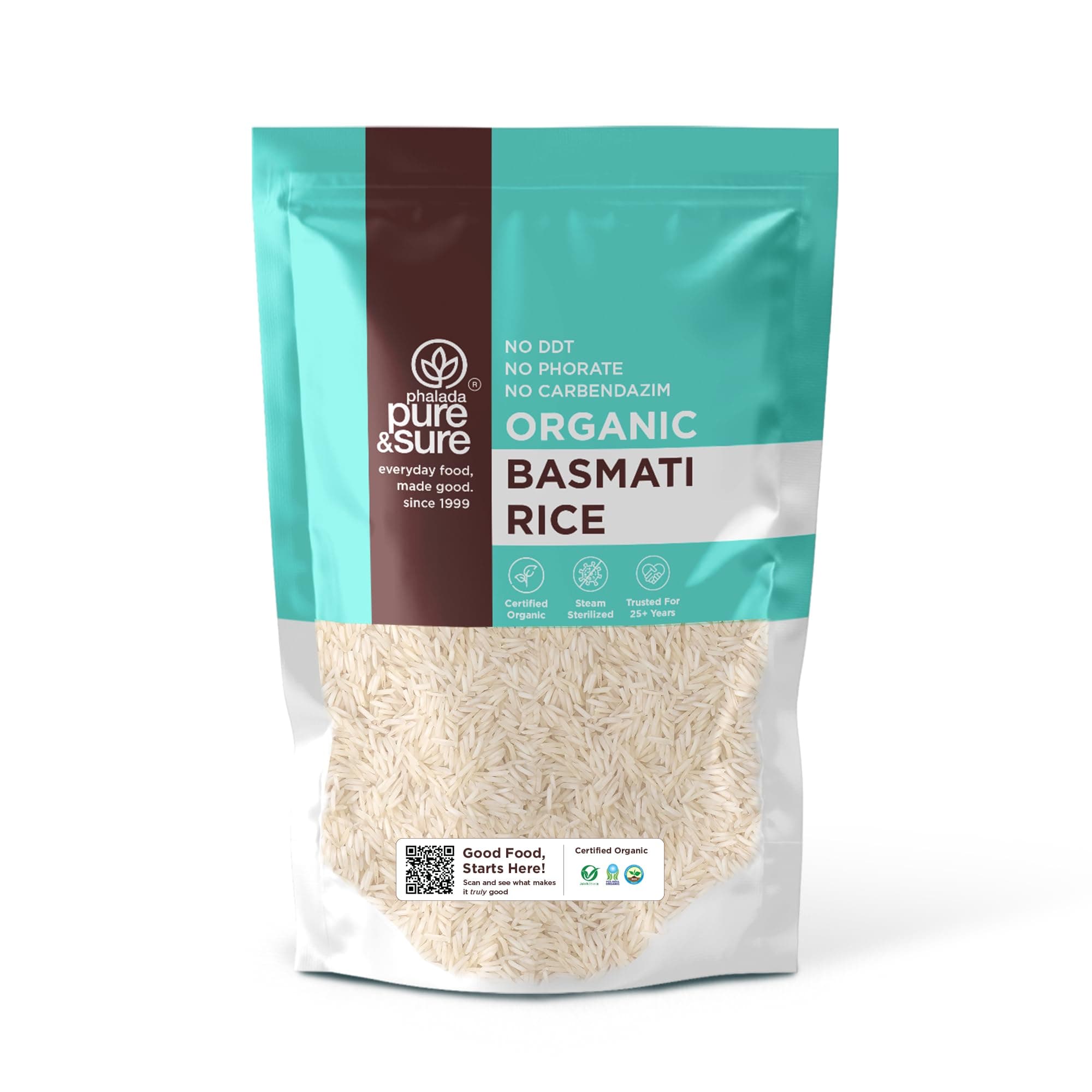 Organic Basmati Rice | Instant Boost of Energy | Rich in Fiber, Good for Diabetic People, Helps Lower Blood Pressure | Healthy & Wholesome Basmati Rice 1 kg Packet
