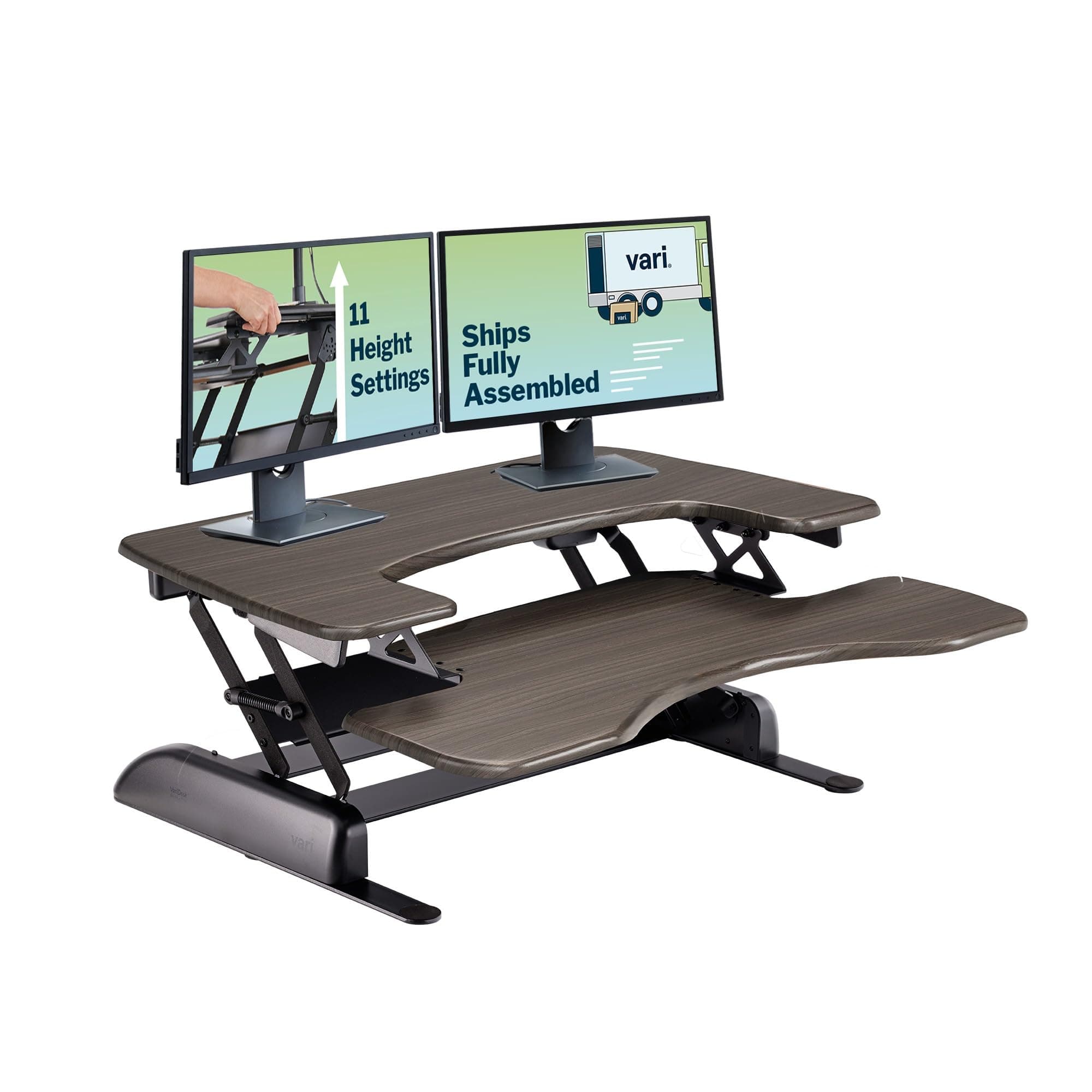 VariDesk Pro Plus 36 - Adjustable Desk Converter with 11 Height Settings - Laptop Sit Stand Desk Riser for Home Office, Table Tops, Workspace - Fully Assembled with Spring Loaded Lift - Espresso