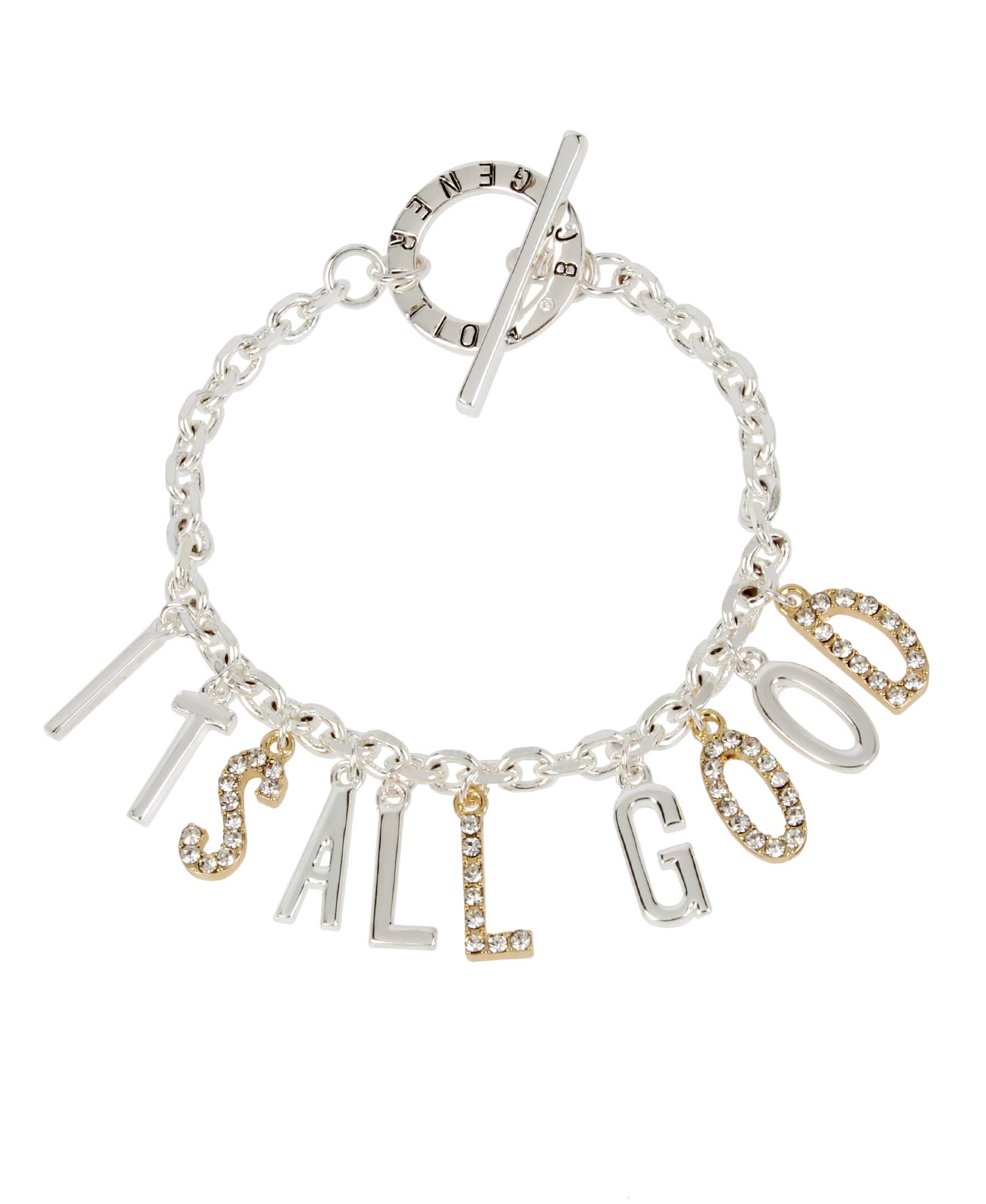 BCBG Generation Women's It's All Good Affirmation Charm Bracelet, Crystal, One Size
