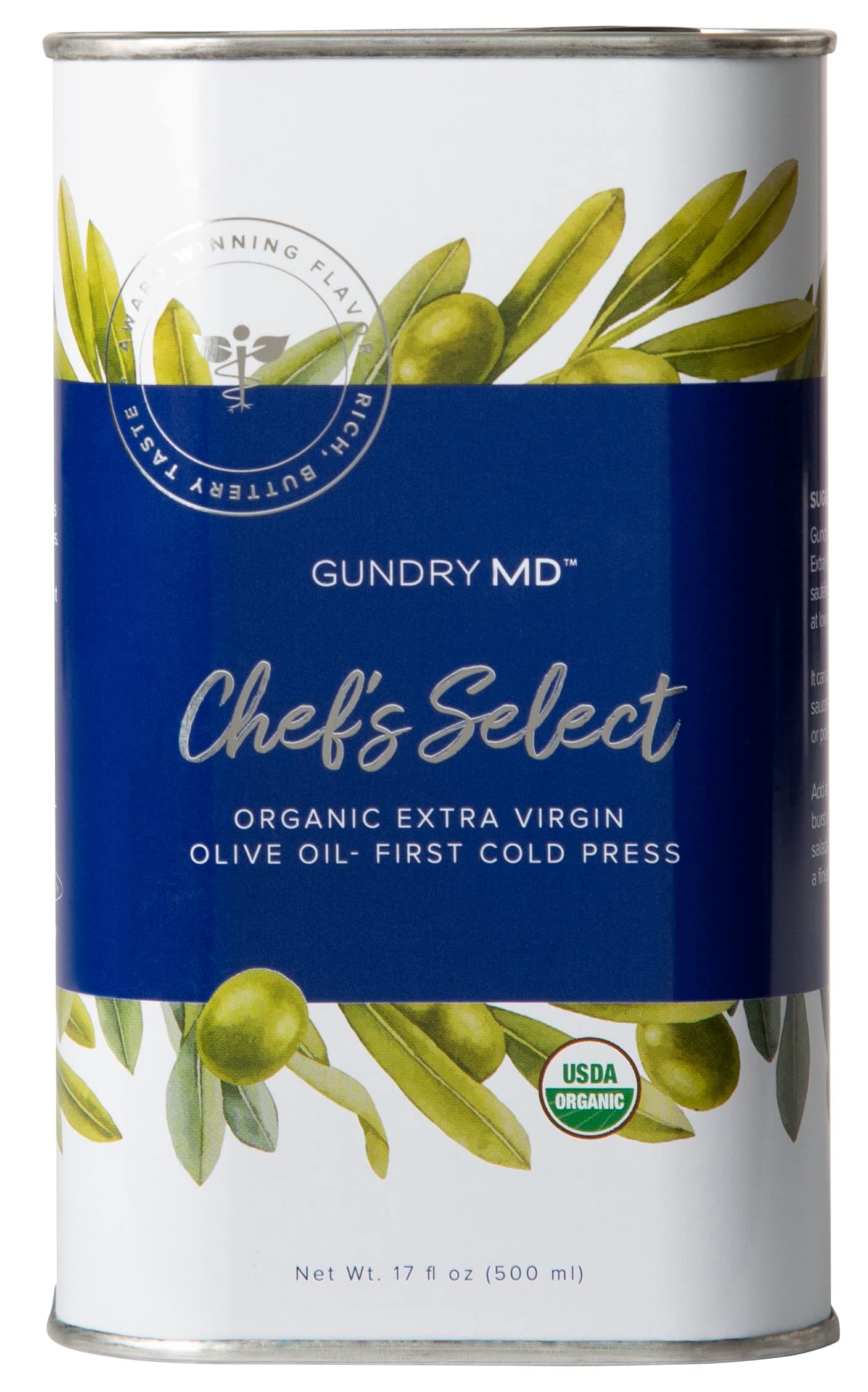 Gundry MD® Chef's Select Organic Extra Virgin Olive Oil, First Cold PressUSDA Organic