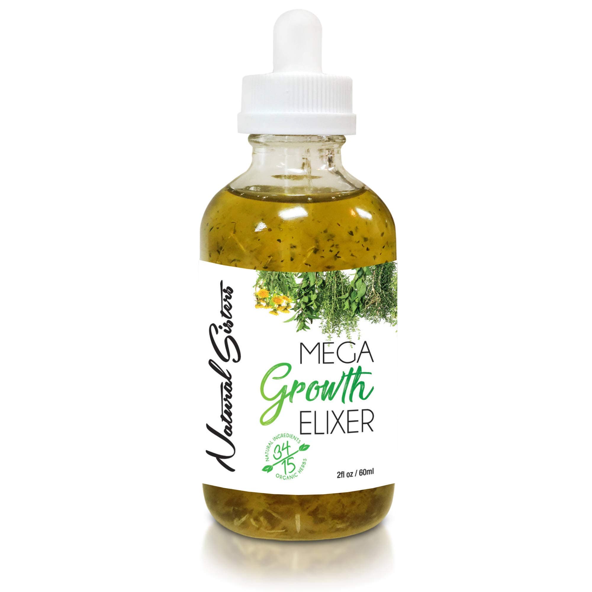 Mega Growth Hair Elixir Oil Handmade alopecia Hair Growth With Organic Herb & Essential Oils – Scalp Treatment Simulator - Thinning Hair 4oz