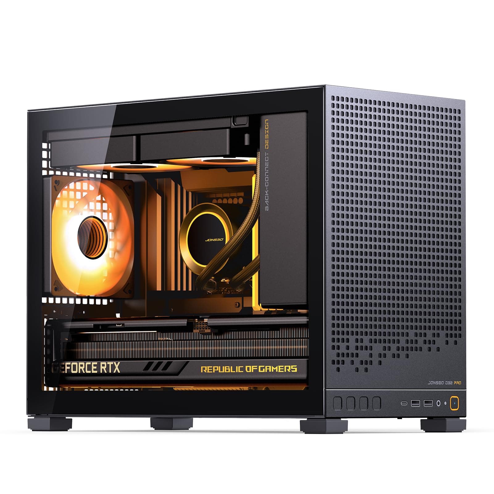 JONSBO D32 PRO Micro-ATX PC Case,High Compatibility Mini Desktop Case,A/B Mode for MB, Support MATX Back-Connect/BTF MB,365mm GPU/240AIO/163mm Air Cooler,ATX/SFX PSU, USB3.2 PC Gaming case,Black