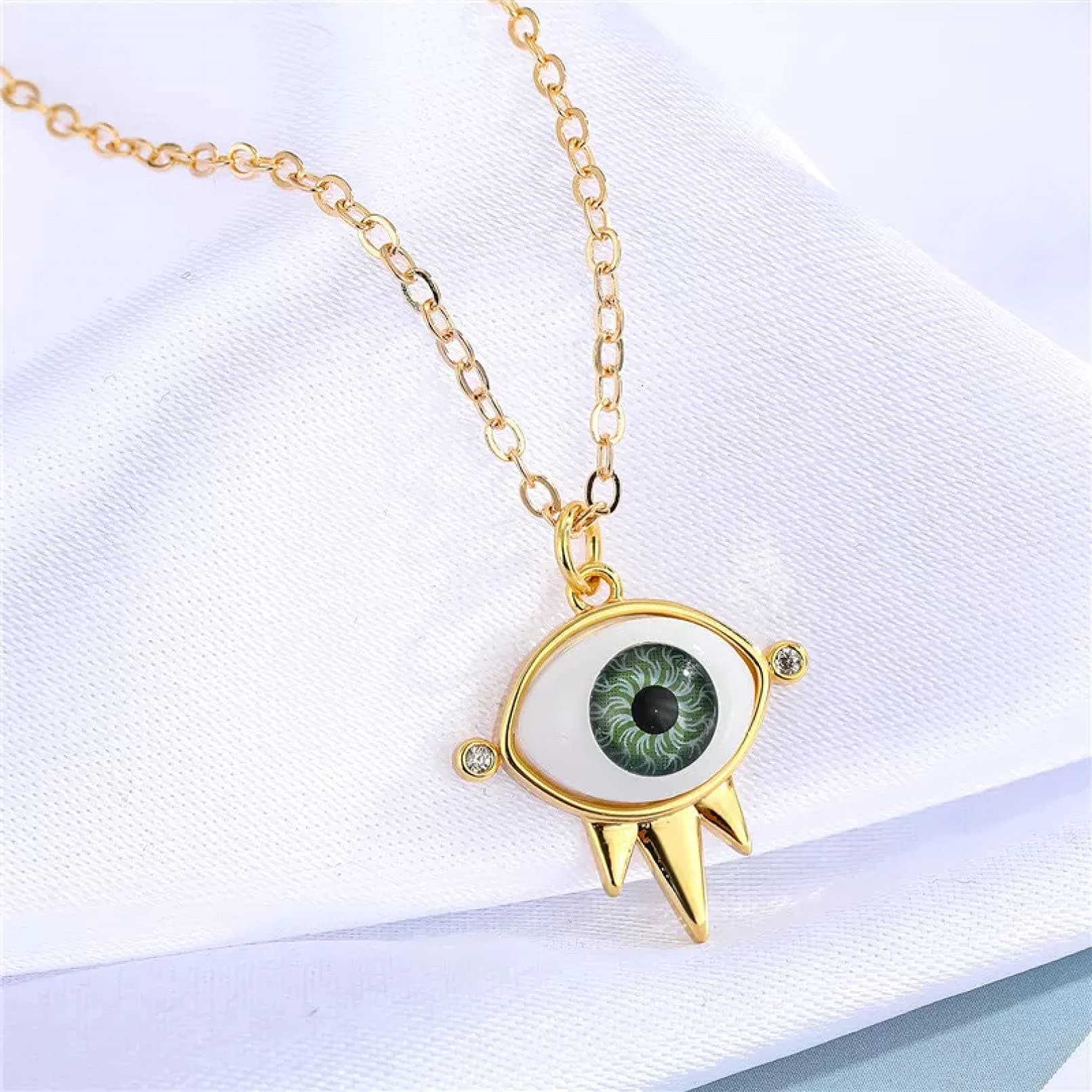ZJJZHZD women's necklace pendant necklace Zirconia Necklace Women Vintage Shiny Jewelry Geometric Eyelash Pendant Clavicle Chain for Mom