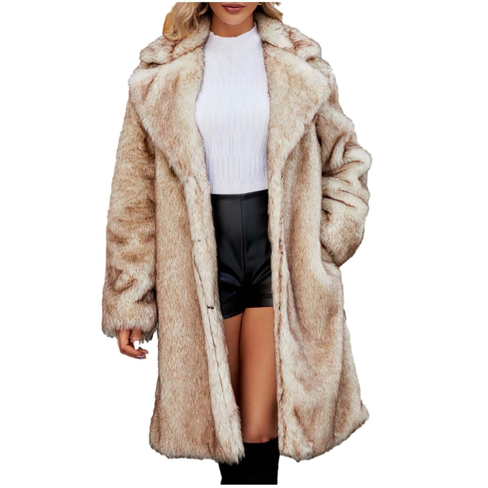YMADREIG Womens Long Faux Fur Coat Oversized Loose Winter Jackets Trendy Luxury Trench Coat 2025 Open Front Lapel Outerwear