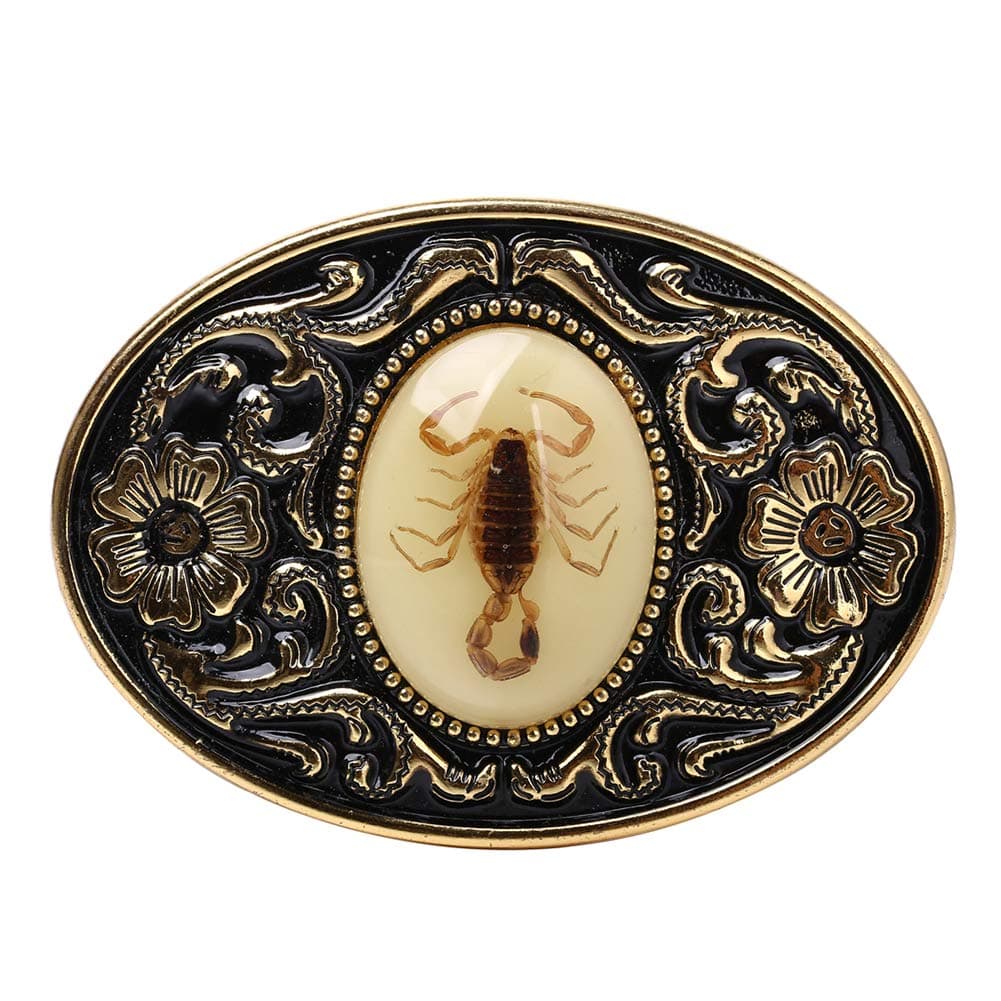 HUABOLA CALYN Belt Buckle for Men- Unique Luminous Stone Native American White 3D Scorpion Animal Belt Buckle for Women