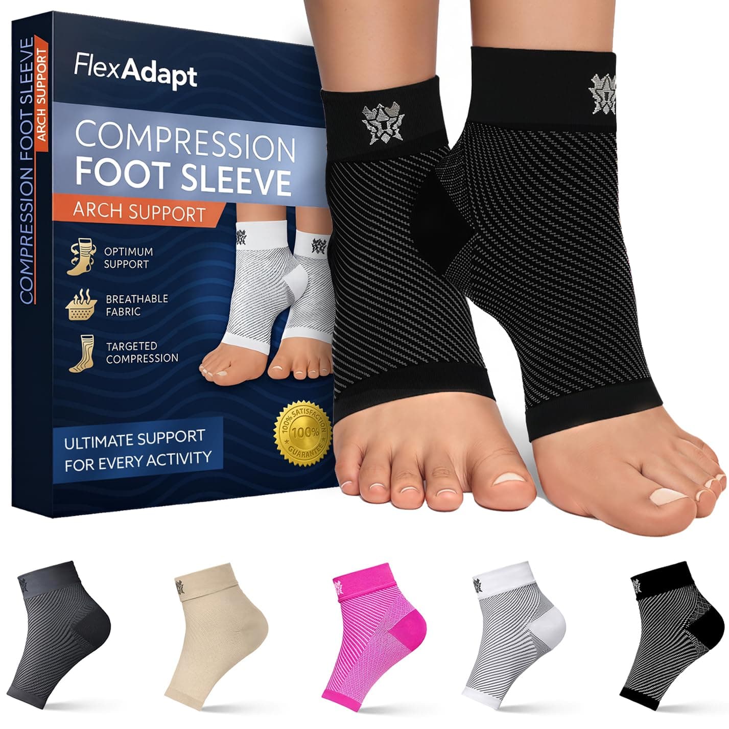 Bitly Bitly Plantar Fasciitis Compression sleeves - Better than Night Splint Socks, Shoe, Insoles, Inserts & Orthotics for Foot, Ankle Pain Relief for men, women, nurses, maternity, pregnancy, running & heel spur