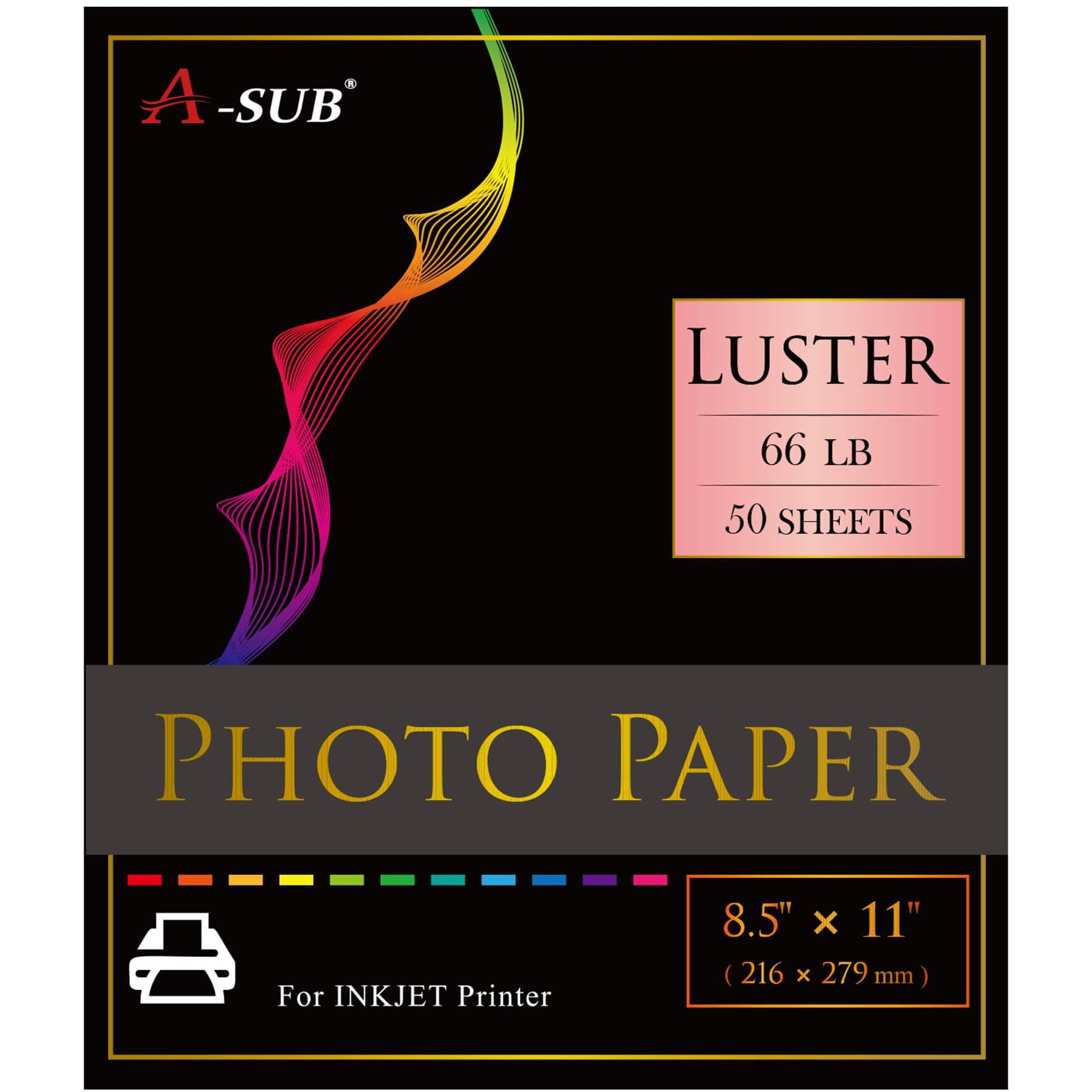 Premium Photo Paper Luster 8.5x11 Inch 66lb for Inkjet Printers 50 Sheets, Single Sided