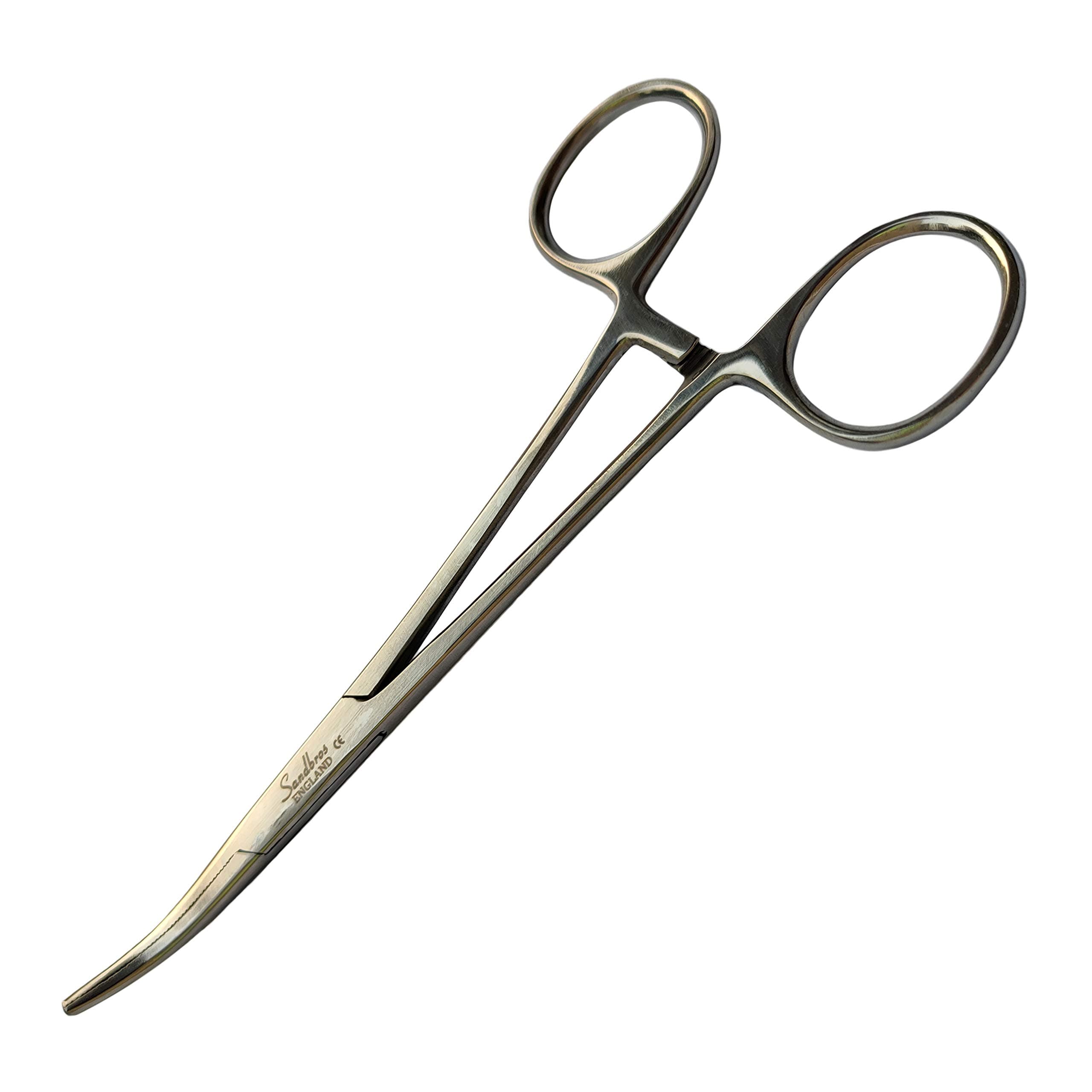 Sandbros Curved Hemostats Forceps, Dog Ear Hair Remover for Fish Unhooking and Jewellery Making.14cm Serrated Tip Cats and Dogs Ear Tweezers for Dogs Ears, Alligator Forceps