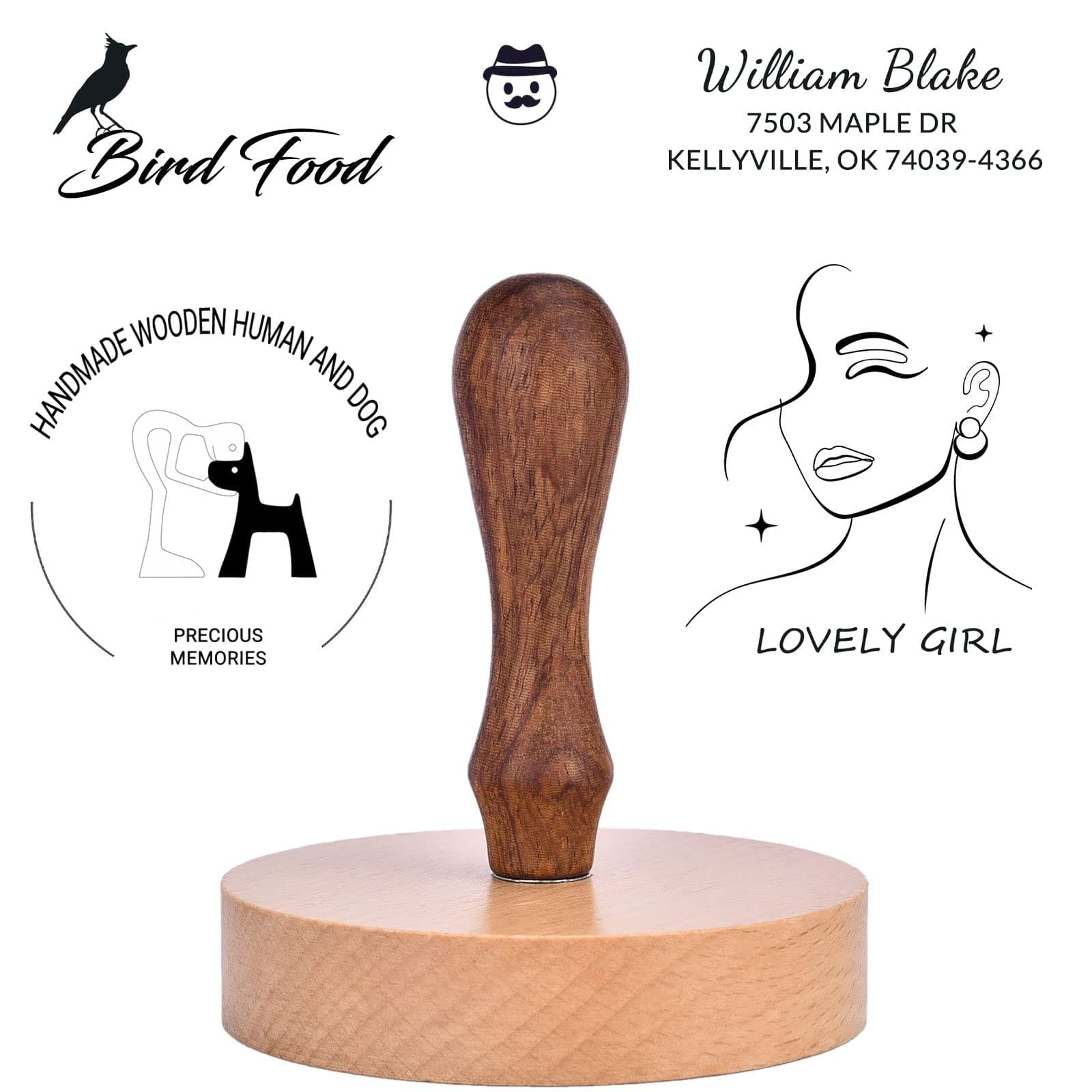 Custom Stamp - Personalized Logo/Address/Name Stamp Multiple Sizes Wooden Rubber Stamps
