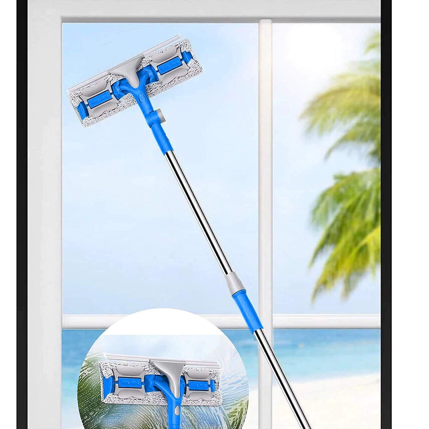 GION Window Cleaning Glass Cleaner Wiper Mop for Long Handle Double Side Design for Floor Kitchen Bathroom and Solar Cleaner Panel Equipment (1Pcs)