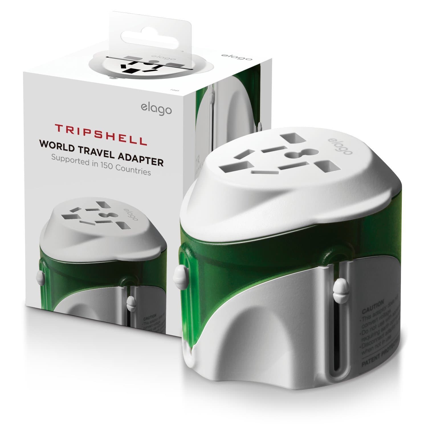 Tripshell International All-in-One Travel Plug Adapter with Surge Protection - Retail Package (White)