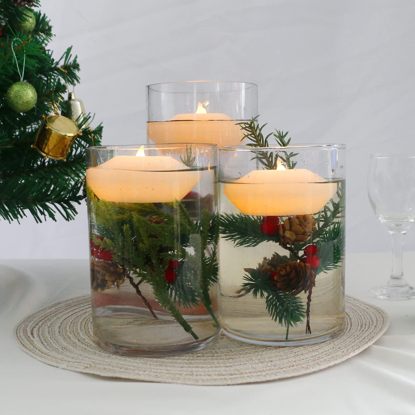 ARDUX LED Floating Candles, 3-inch Wax Waterproof Candle Tealight Night Light Flameless Candle with Battery-Powered for Wedding Party Decoration (Pack of 4) (Warm White)