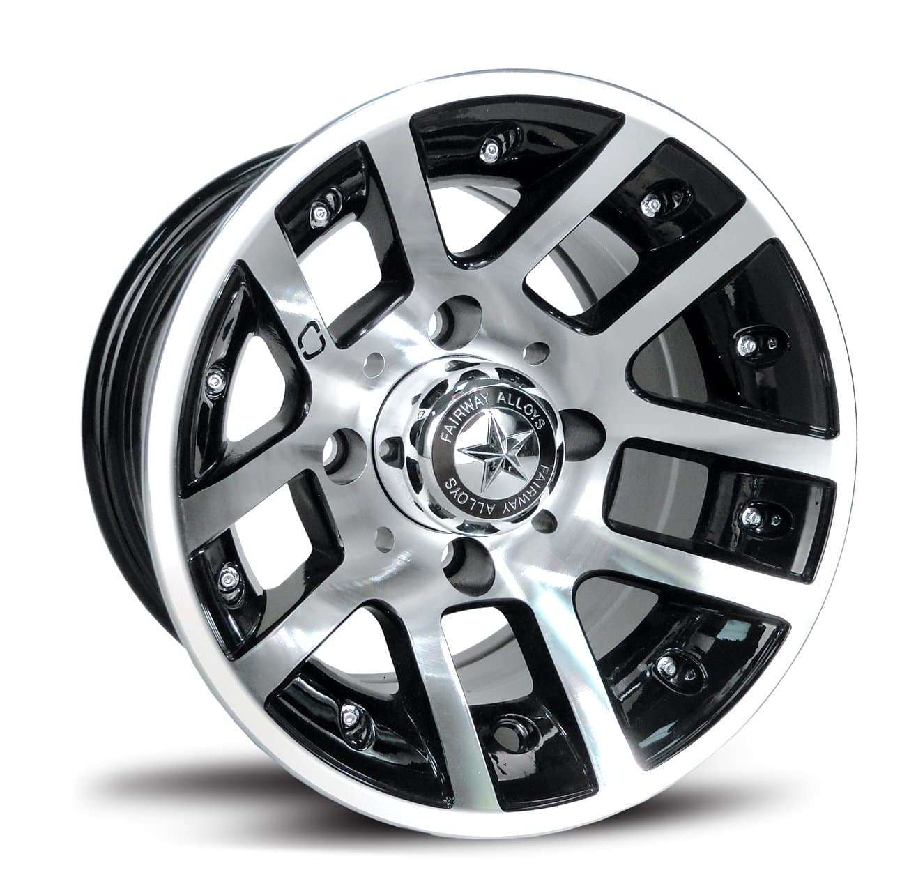 FA121 Illusion Machined Black Golf Car Wheel - 10x7