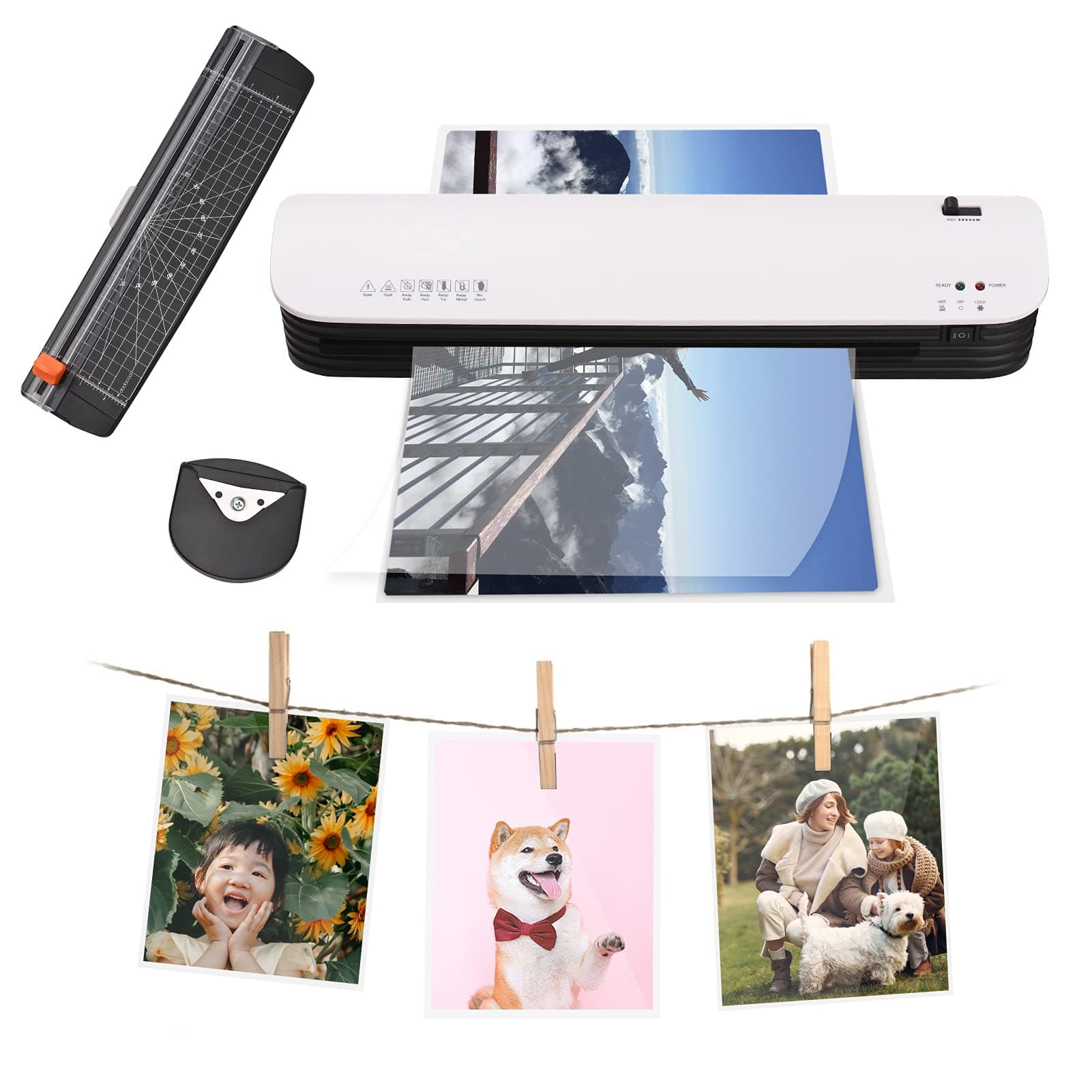 Eacam A3 Laminator Machine Set A3 Size Hot and Cold Lamination 2 Roller System with 25 A3/A4/A5/A6 Laminating Pouches Corner Rounder Laminator for Home Office School Supplies