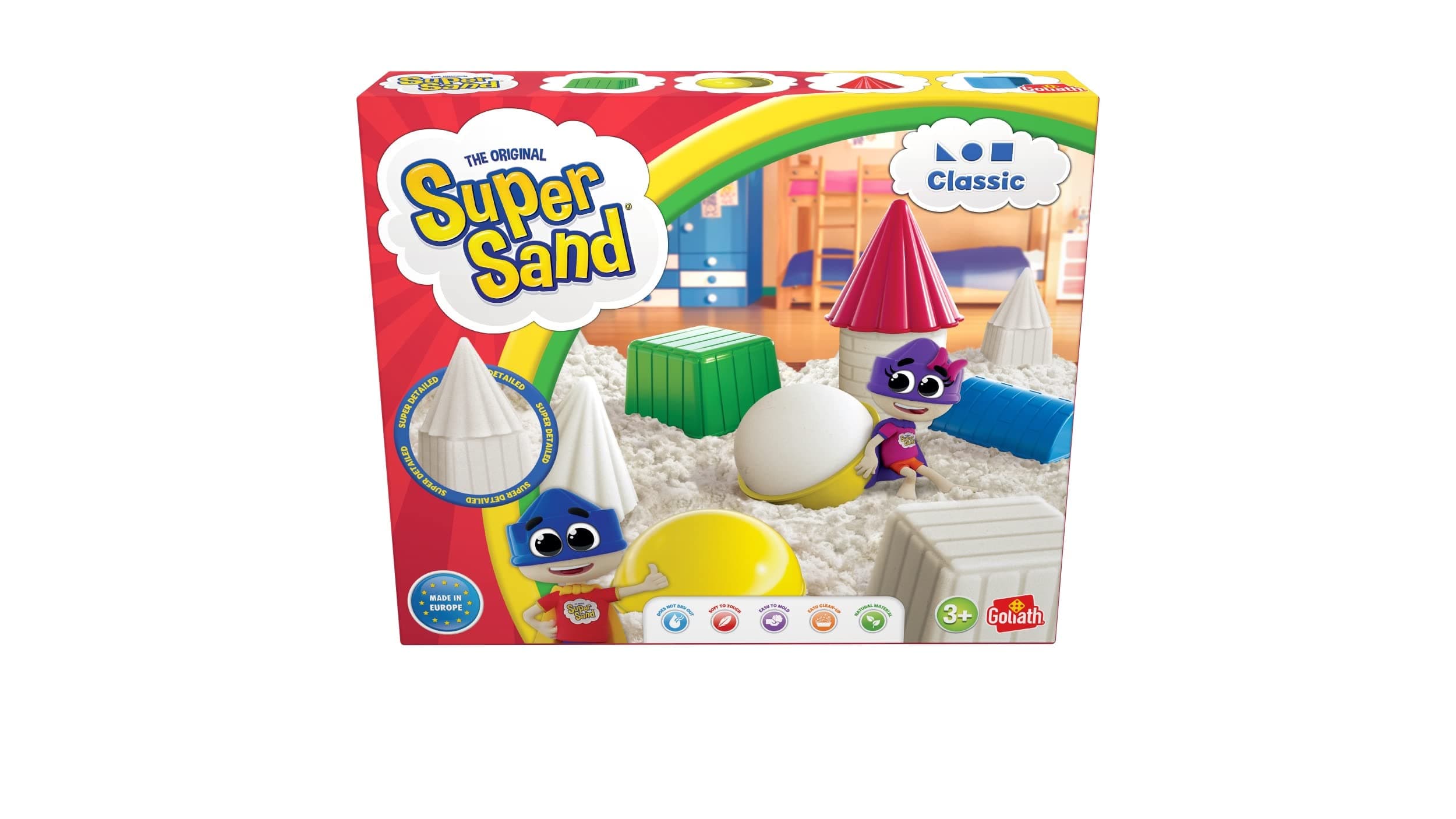 SUPER SAND383324.208 Classic-Super Soft Magic Sand for Kids Aged 3 and up, White, 26.7 x 5.2 x 26.7 Centimeters
