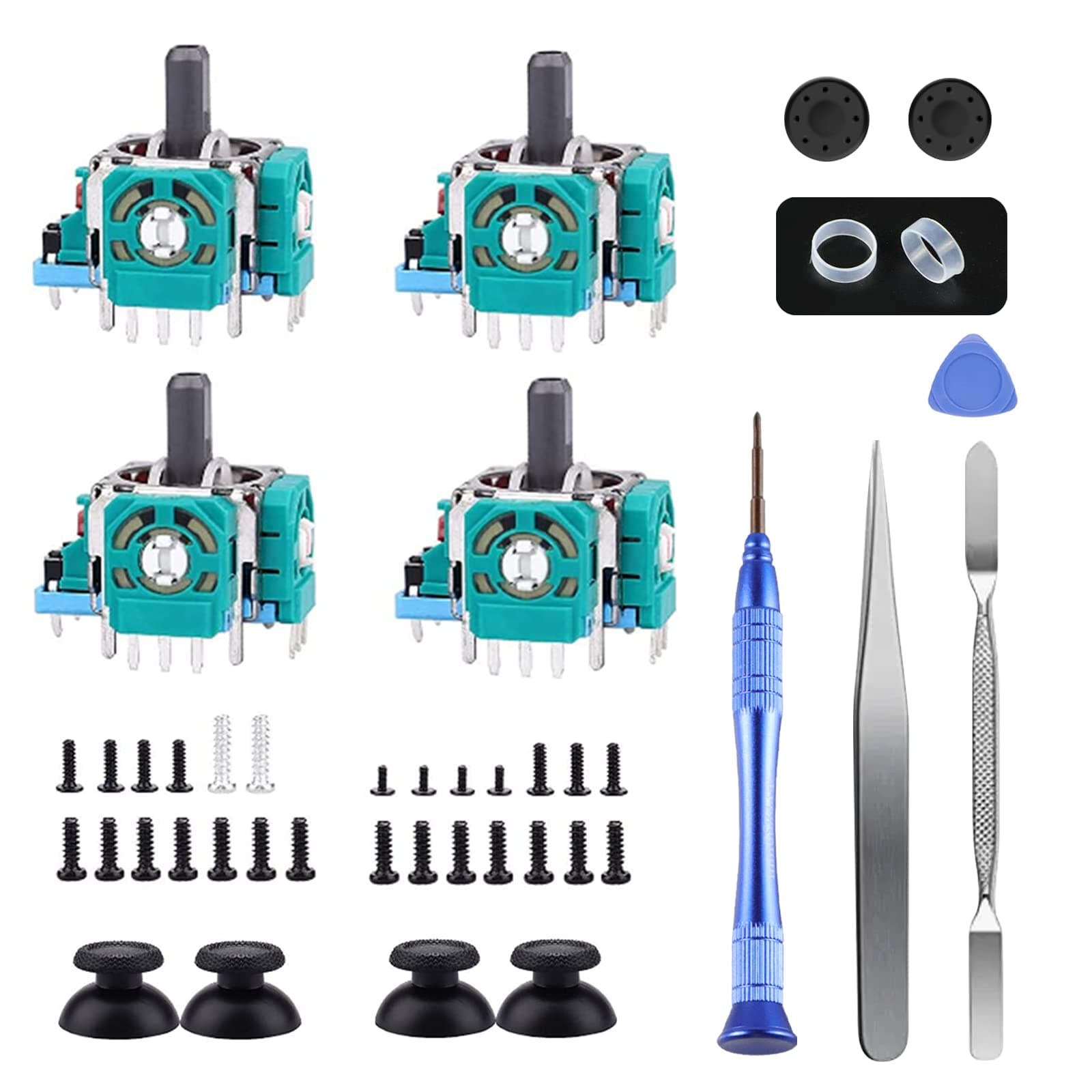 Joysticks Replacement for P5 Controller, AOLION 3D Joystick Module Parts Compatible with P5 51 PCS Controller parts 4 Joystick, Thumbstick, 10 Protective Ring and More,blue