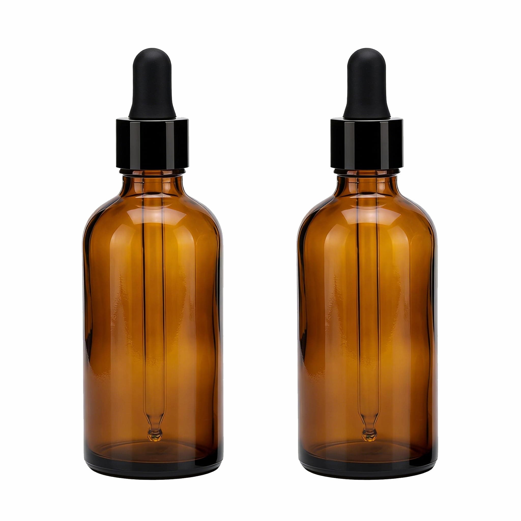 ericotry 2 Pcs 100ml Glass Dropper Bottles Empty Amber Glass Bottle Vial Container with Glass Dropper for Essential Oil Formulas Cosmetics Perfumes & Other Liquids