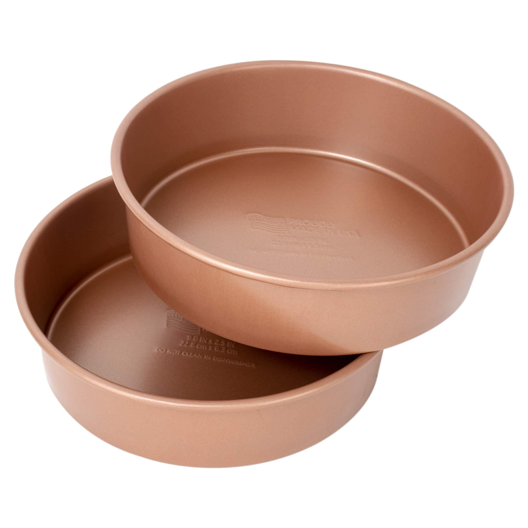 G & S Metal Products Company Family Traditions Nonstick Commercial Weight Metal Round Cake Pan Bakeware, Set of 2, Copper
