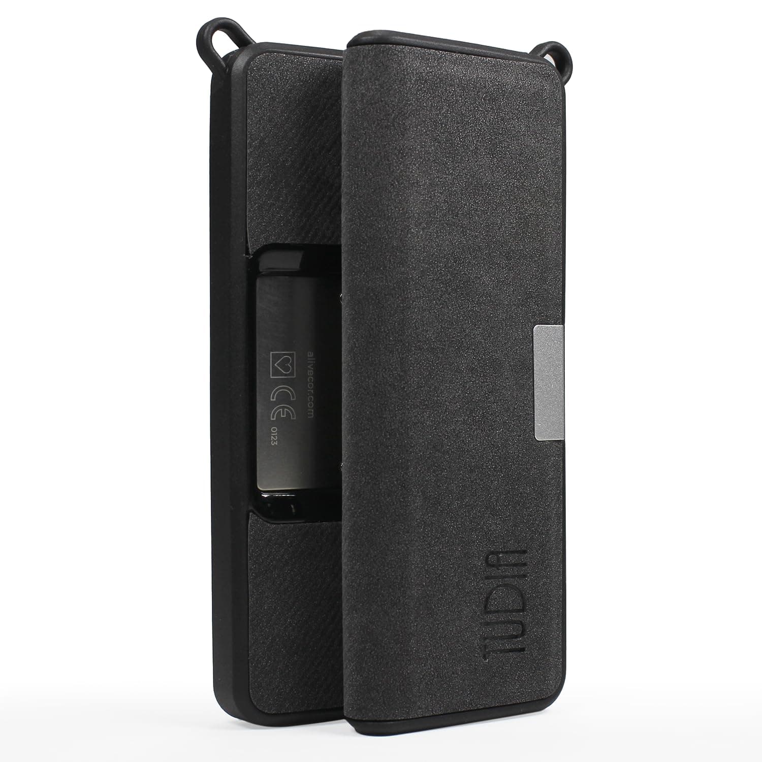 TUDIA Travel Leather Case Compatible with KardiaMobile 6L, Durable Leather Magnetic Closure with Key Holder Lightweight Slim Full Body Protective Carrying Case (Black)