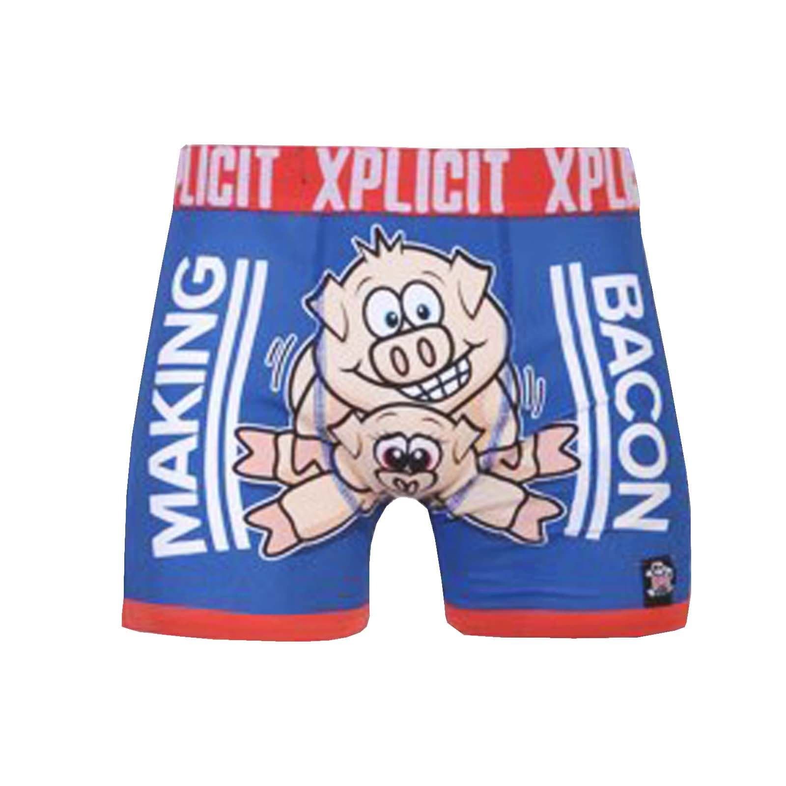 2k17July Mens Boys Xplicit Designer Rude Novelty Boxer Shorts Trunks Funny Gift Underwear[Blue,M]