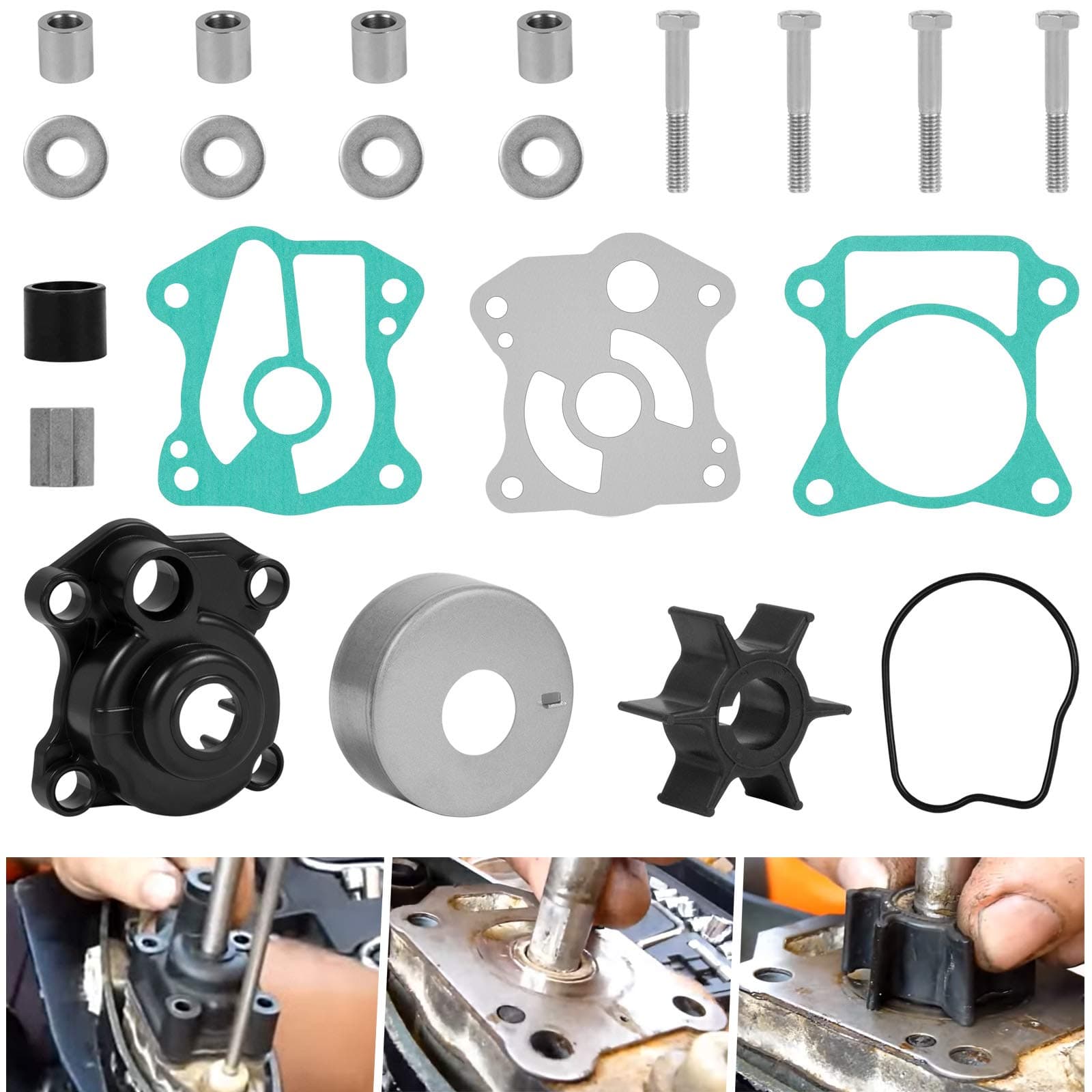 Outboard Water Pump Impeller Repair Kit Compatible with Honda 40 50 hp BF35A BF40A BF45A BF50A BF40D BF50D, Water Pump Rebuild Kit with Impeller Housing Replace for 06193-ZV5-020
