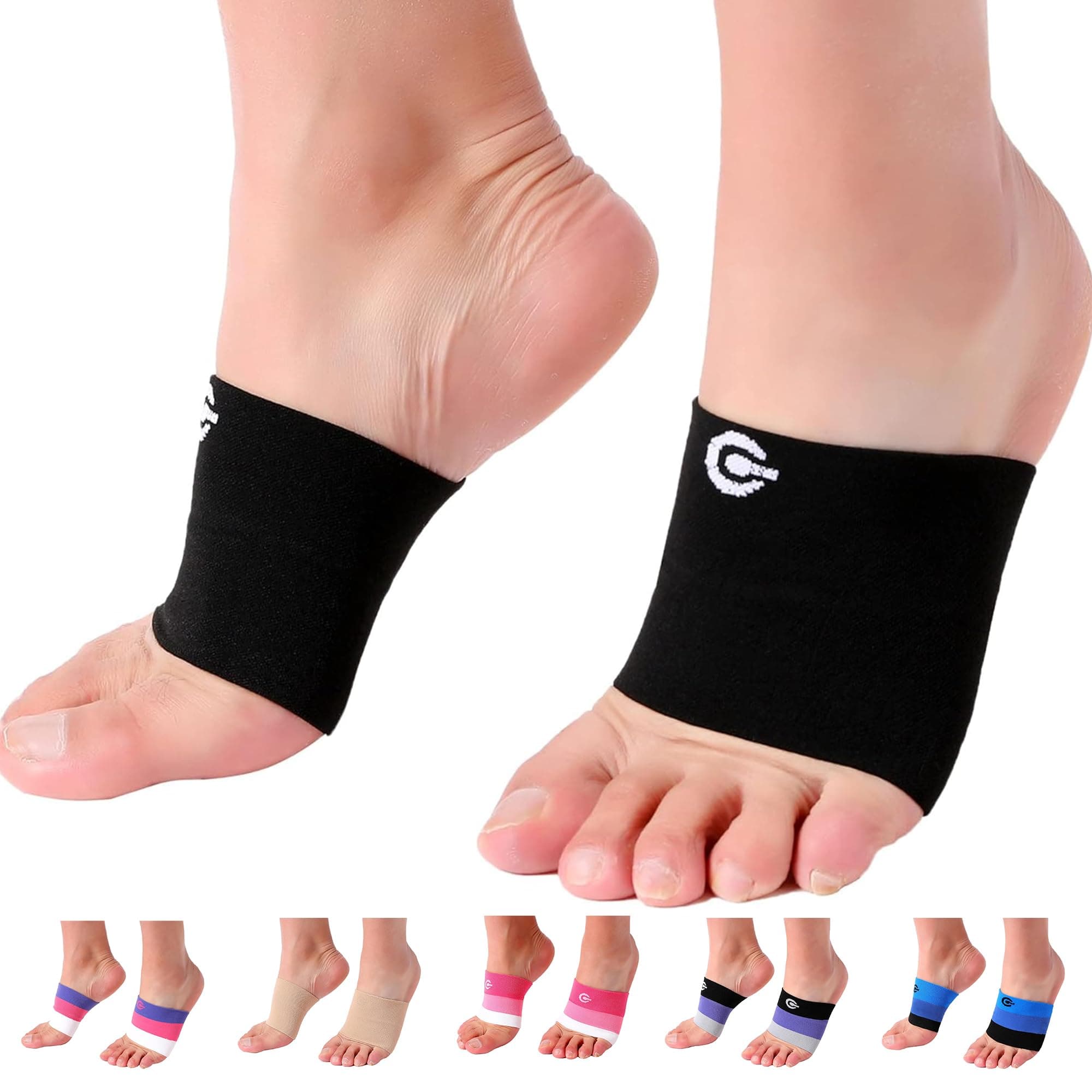 Doc Miller Arch Support Sleeves for Feet – Plantar Fasciitis Brace for Foot Pain Relief, Compression Socks, Heel Spurs, Fallen Arches, Orthotic Aid, and Planters Facetious Relief, 1 Pair