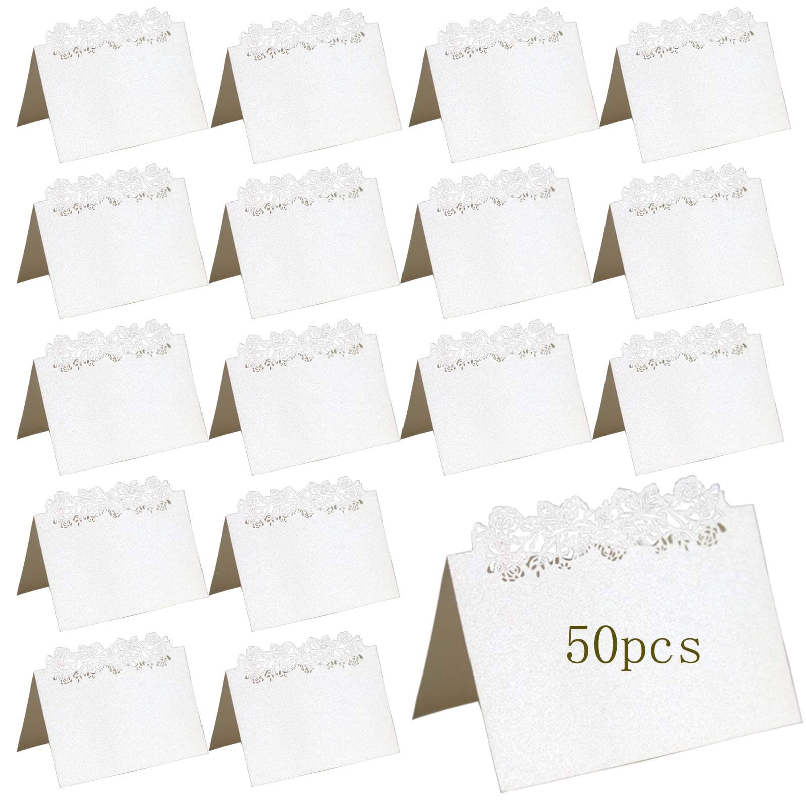 50 Pieces Laser Cut Butterfly Rose Flower Table Name Place Cards, Blank Table Cards, Table Decoration Guest Name Number Cards, Wedding Guest Place Cards, for Wedding Festival Banquet Party