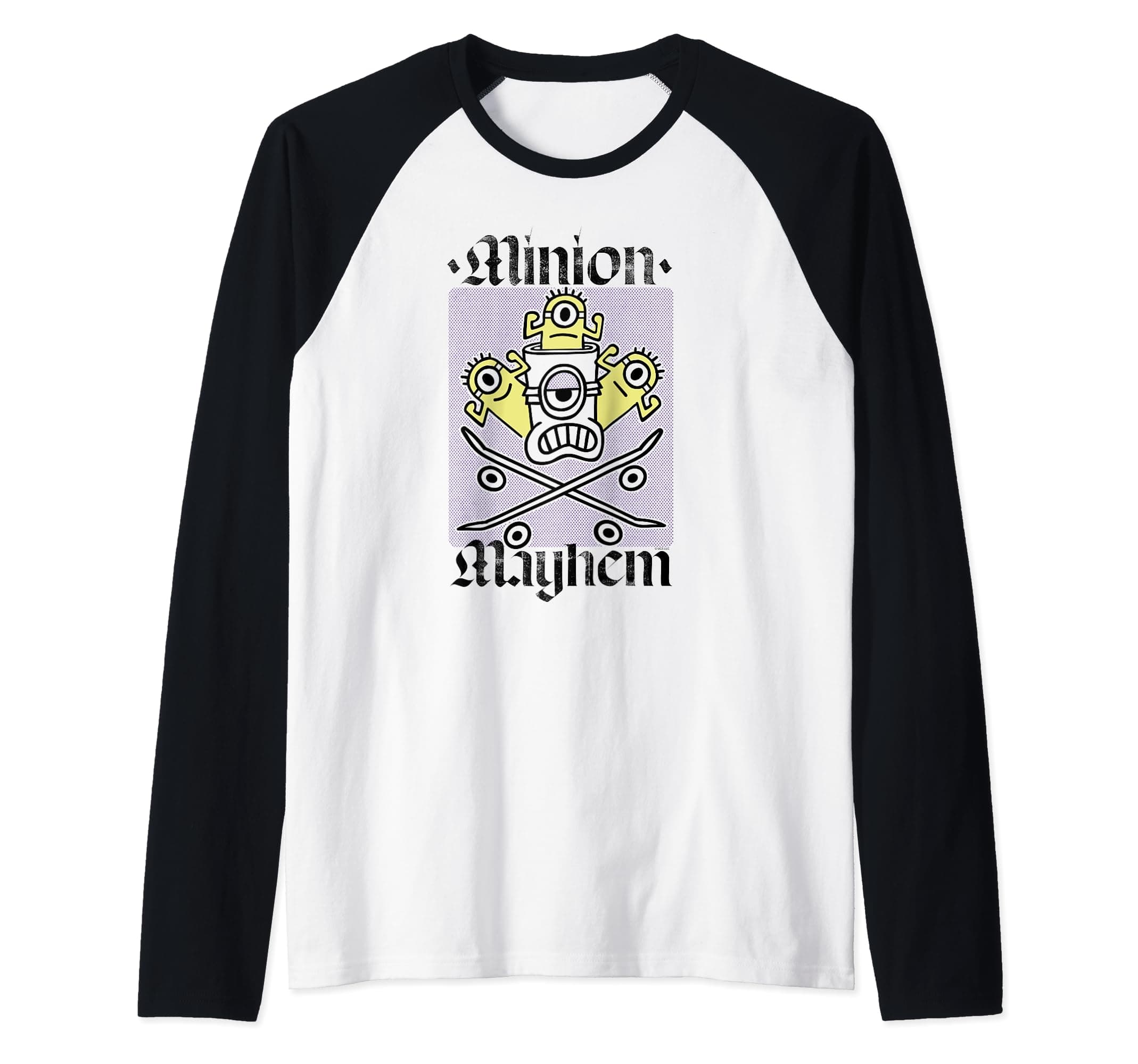 Minions Mayhem Skateboard Poster Raglan Baseball Tee
