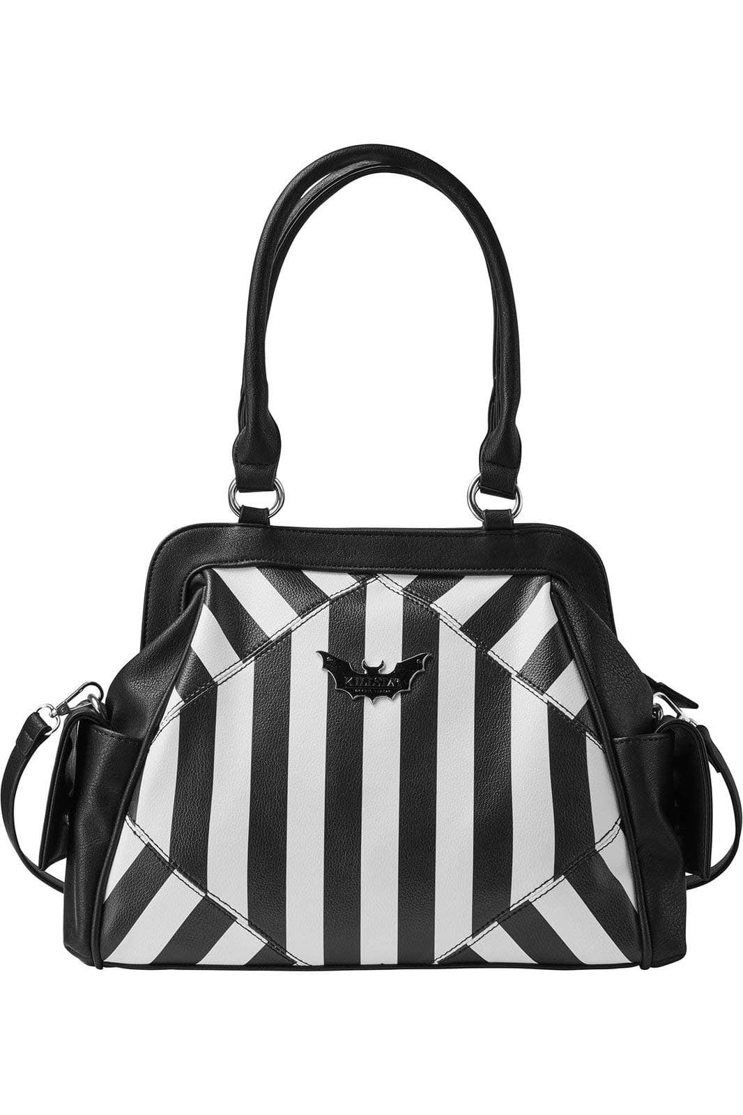 Killstarwomens Never Trust the Living Bat Striped Gothic Punk Handbag Purse KSRA001298
