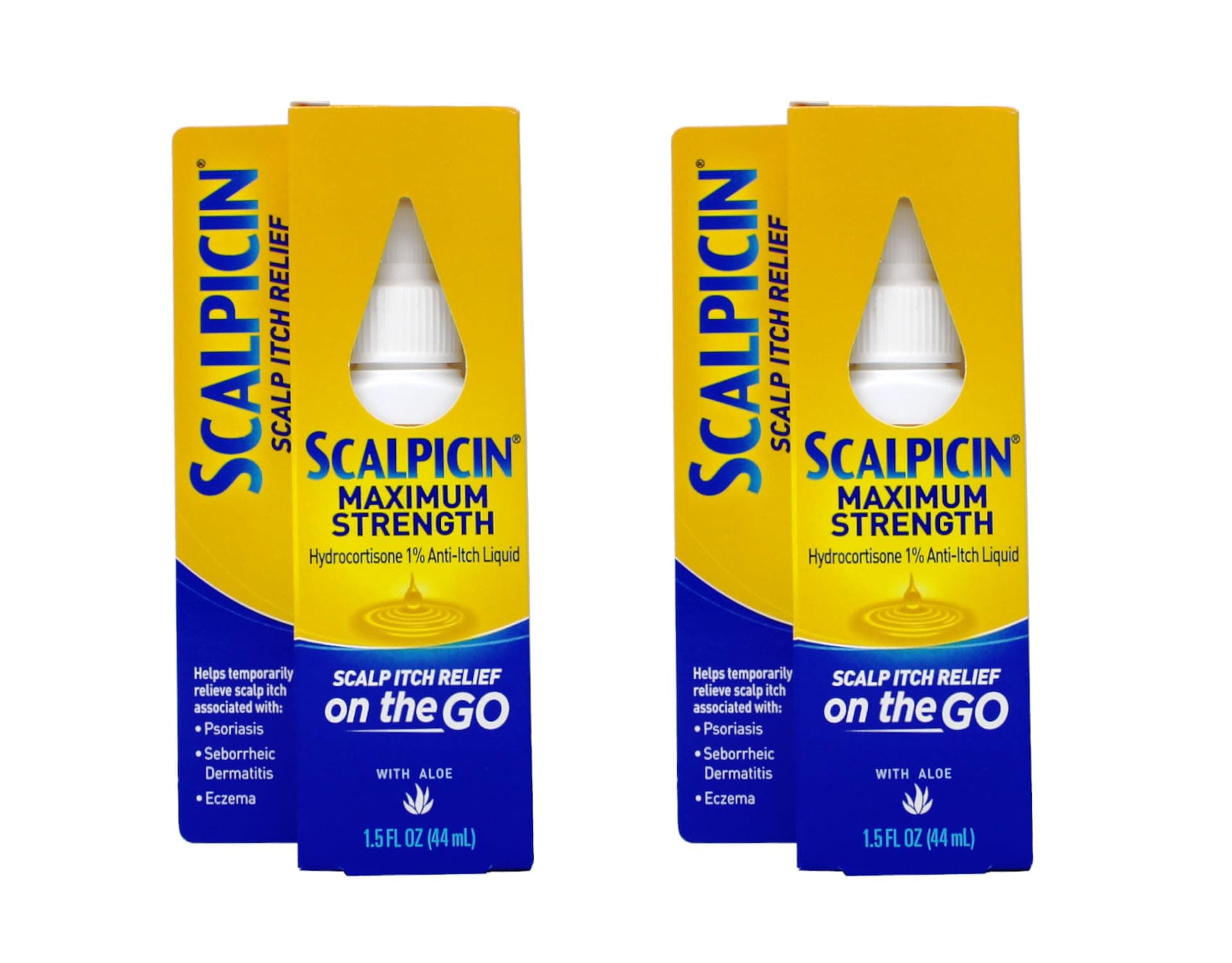 Scalpicin Maximum Strength Scalp Itch Relief, Hydrocortisone 1% Anti-Itch Liquid with Aloe, 1.5 fl oz (Pack of 2)