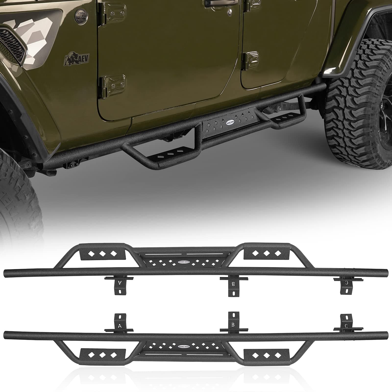 Gladiator Running Board Nerf Bar Side Step Rock Rail Compatible with Jeep Gladiator 2020-2025 JT Truck Pickup Off Road Accessories (Sold As Pair)