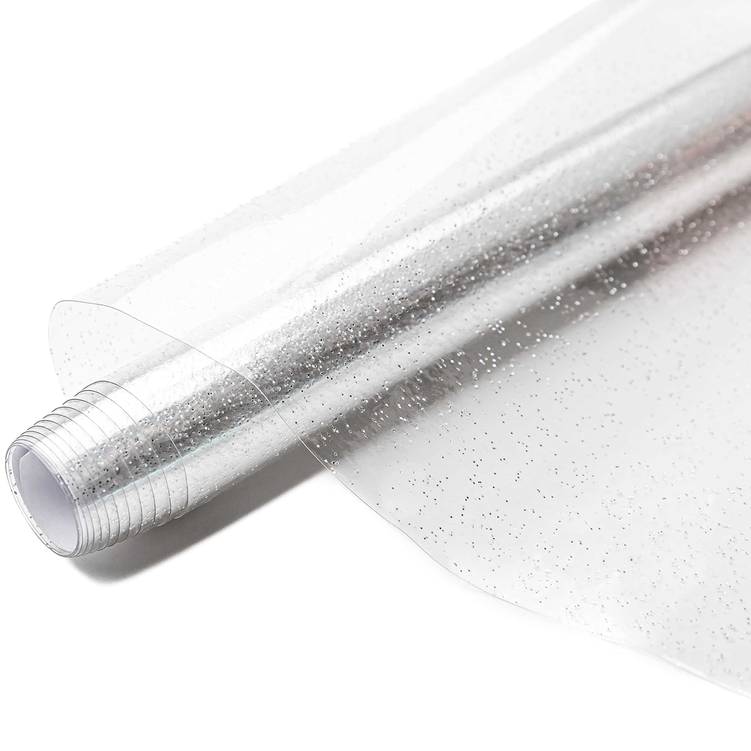 Missouri Star Glitter Vinyl Roll 16” x 54” - Sewable Plastic Fabric for Making Tote Bags, Purses, and Craft Projects - Clear Glitter PVC Vinyl