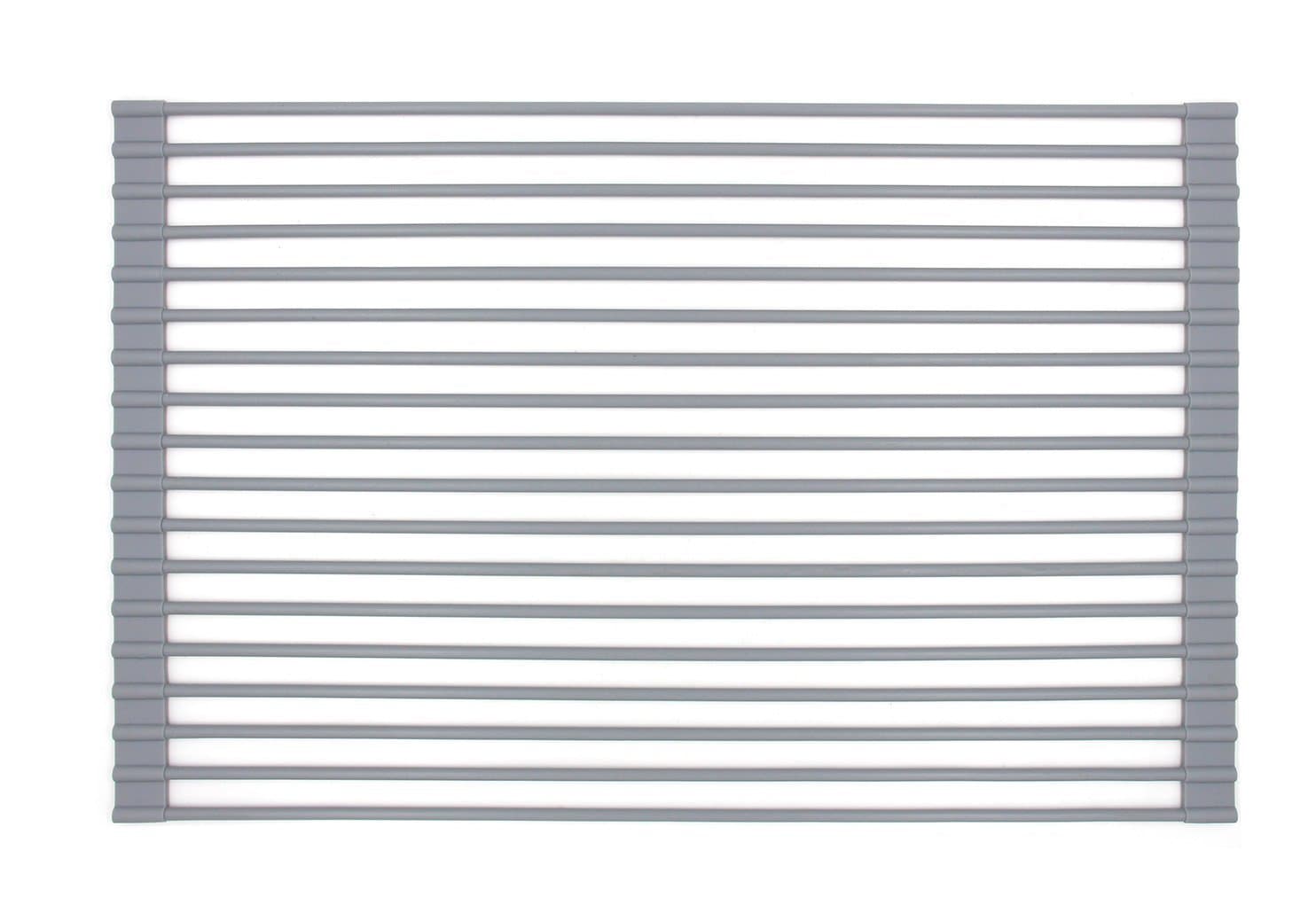 Dish Drying Rack / Mat, Multipurpose Silicone & Stainless Steel Dish Drainer Rack Over the Sink for Kitchen (Gray)