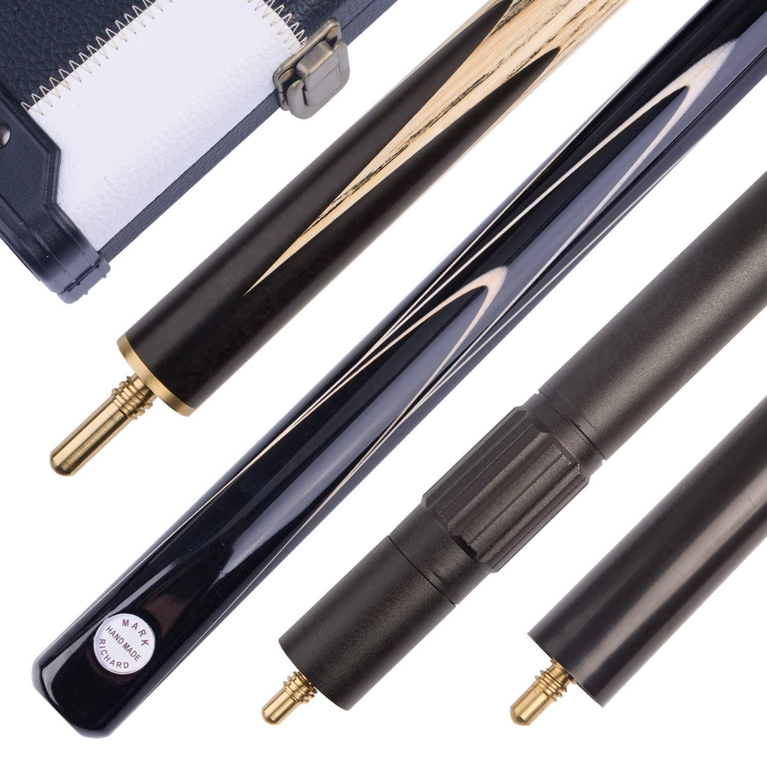 Mark Richard 3/4 Piece 57 Inches 60 Inches Handmade Snooker Cue Kit - Aluminium - Leather Case - Ash Shaft
