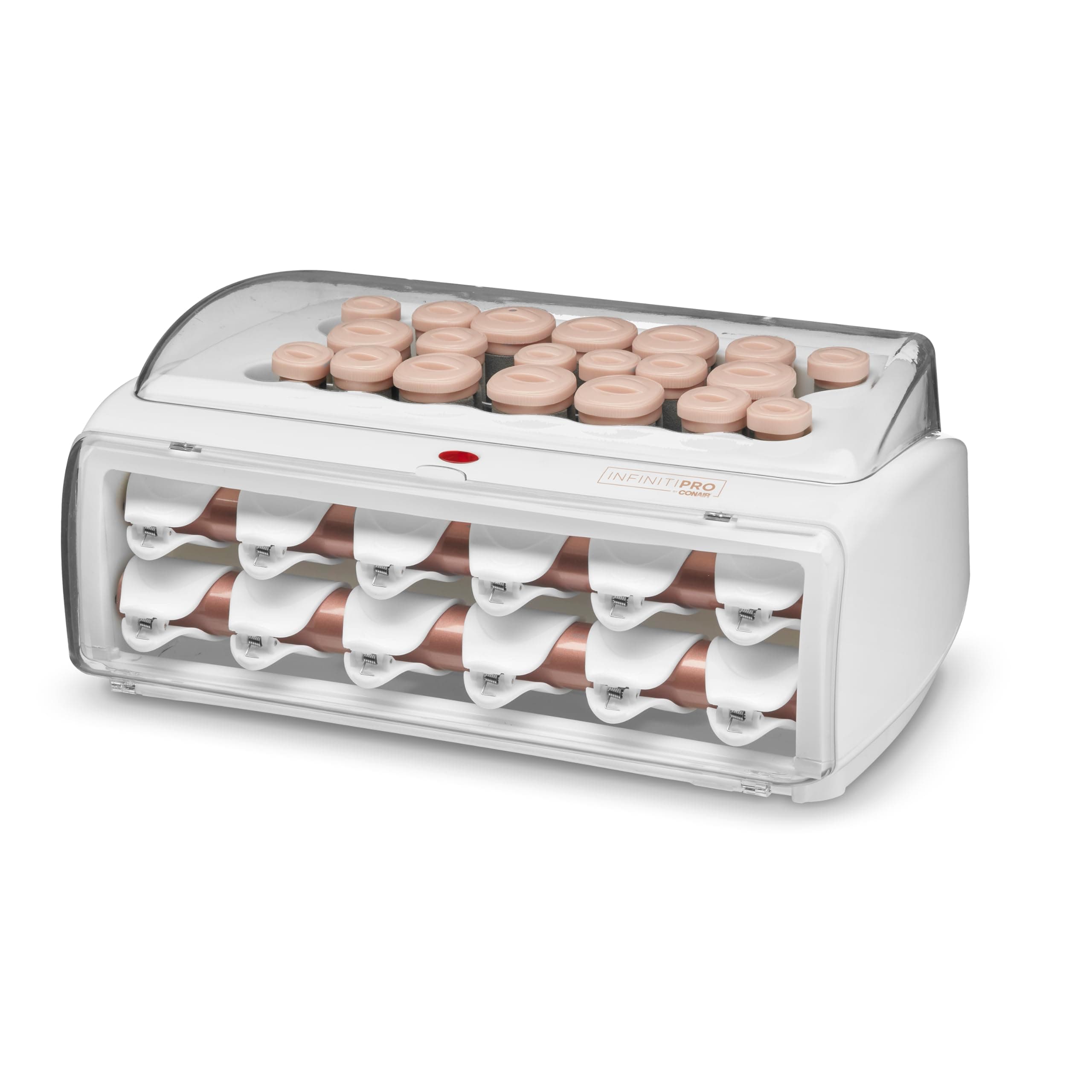 CONAIR INFINITIPRO BY Ceramic Flocked Hot Rollers, 20 Assorted Rollers in 3 Sizes - 1 1/4-inch, 1-inch, and 3/4-inch and 20 Super Clips, Create Big Curls and Voluminous Waves