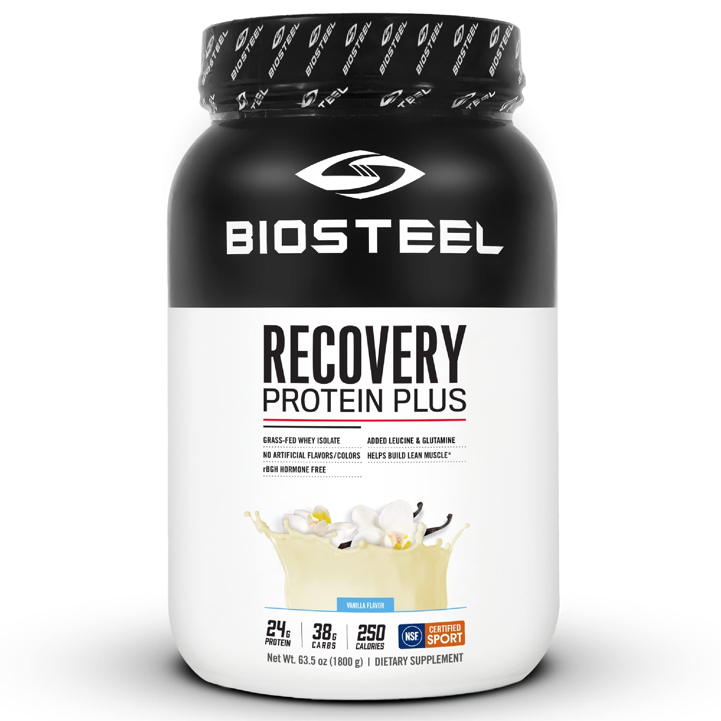 BIOSTEEL Recovery Protein Plus Powder Supplement, Grass-Fed and Non-GMO Formula, Vanilla, 27 Servings